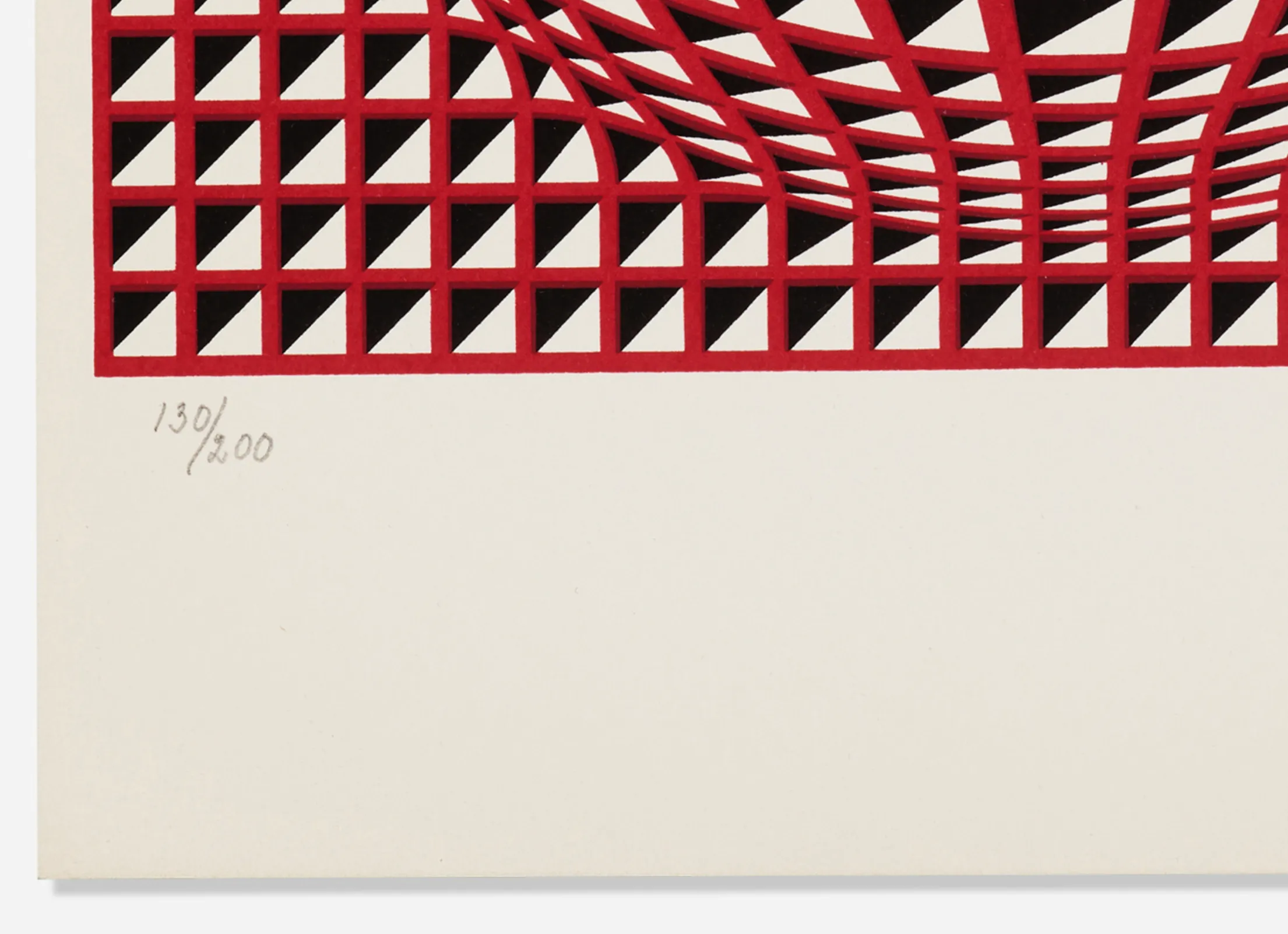 1978 Red and Black Geometric Printed Globe Limited Edition Silkscreen Print by Victor Vasarely