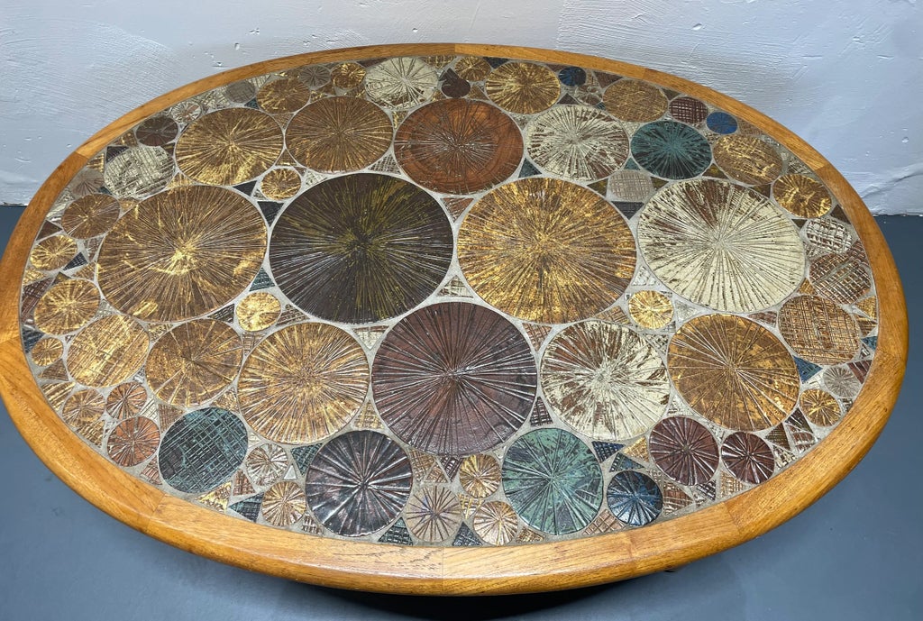 Mid-Century Danish Teak Ceramic Coffee Table by Tue Poulsen for