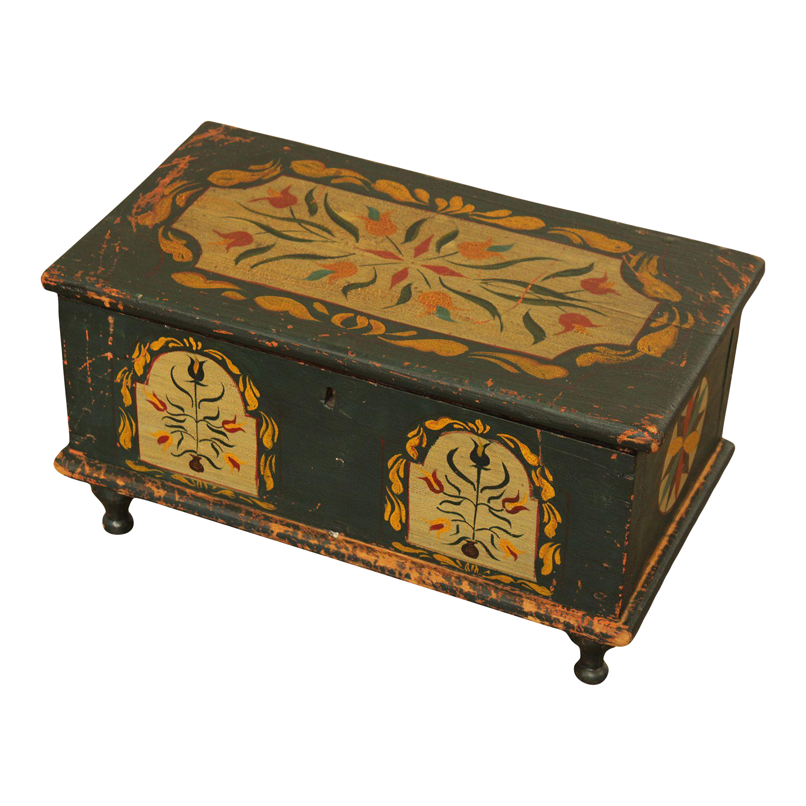 Antique Hand Painted Pennsylvania Dutch Miniature Blanket Chest Chairish