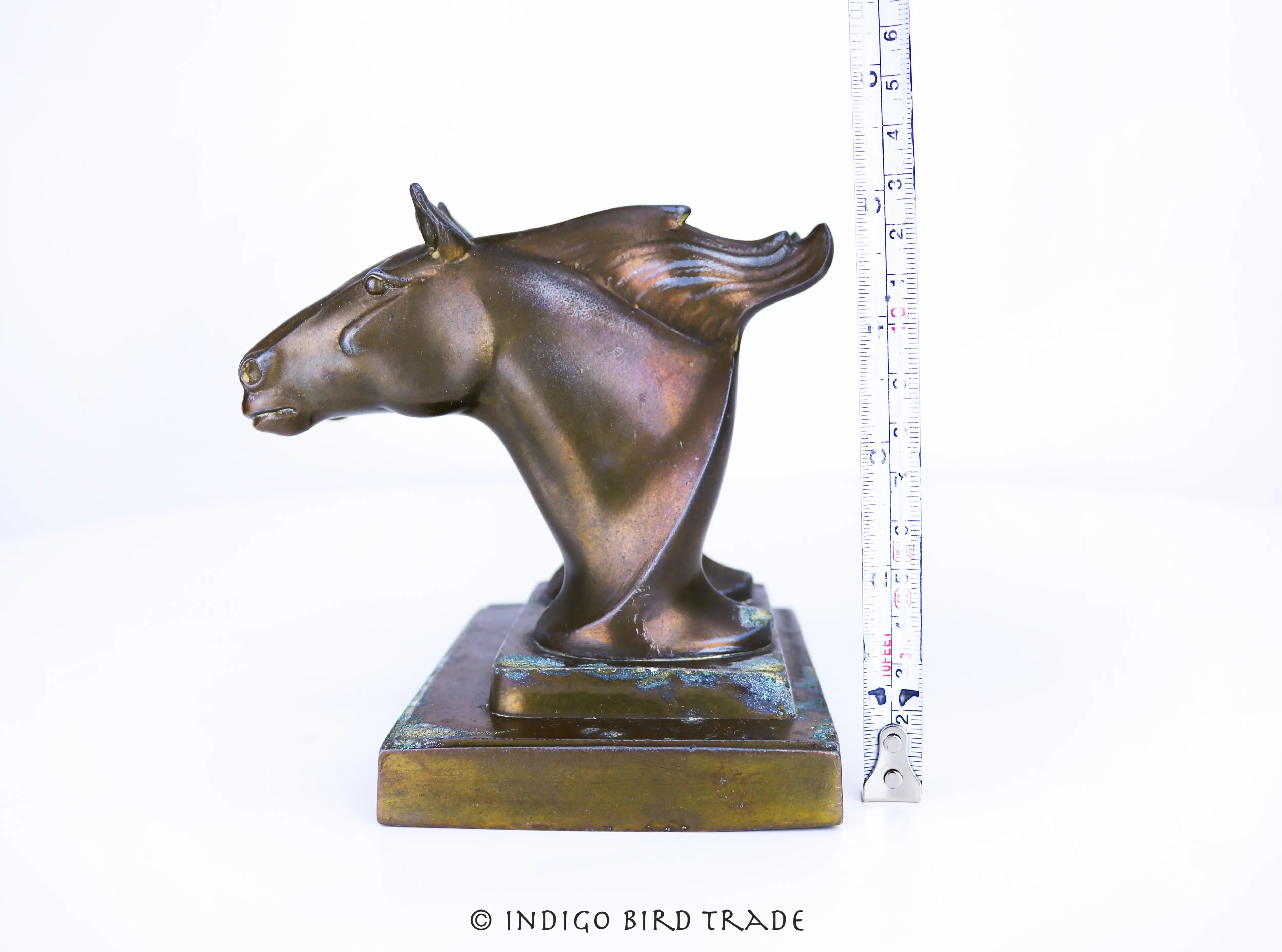 1920s Art Deco Frankart Double Horse Head Bronze Bookends- a