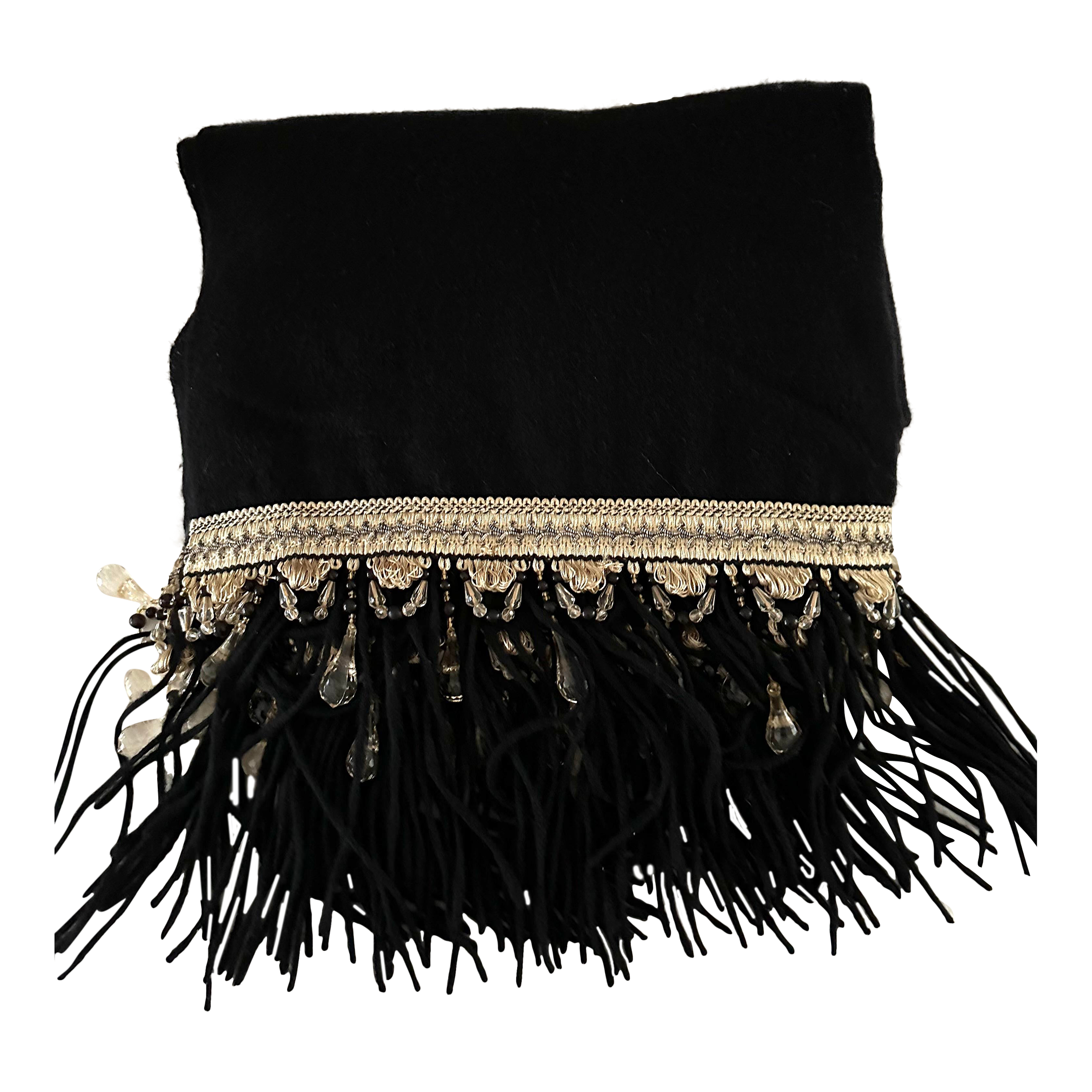 A R Cashmere Black Fringe Throw