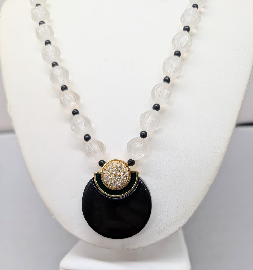 Vintage 1980s Signed Givenchy Deco Style Lucite Pendant Necklace