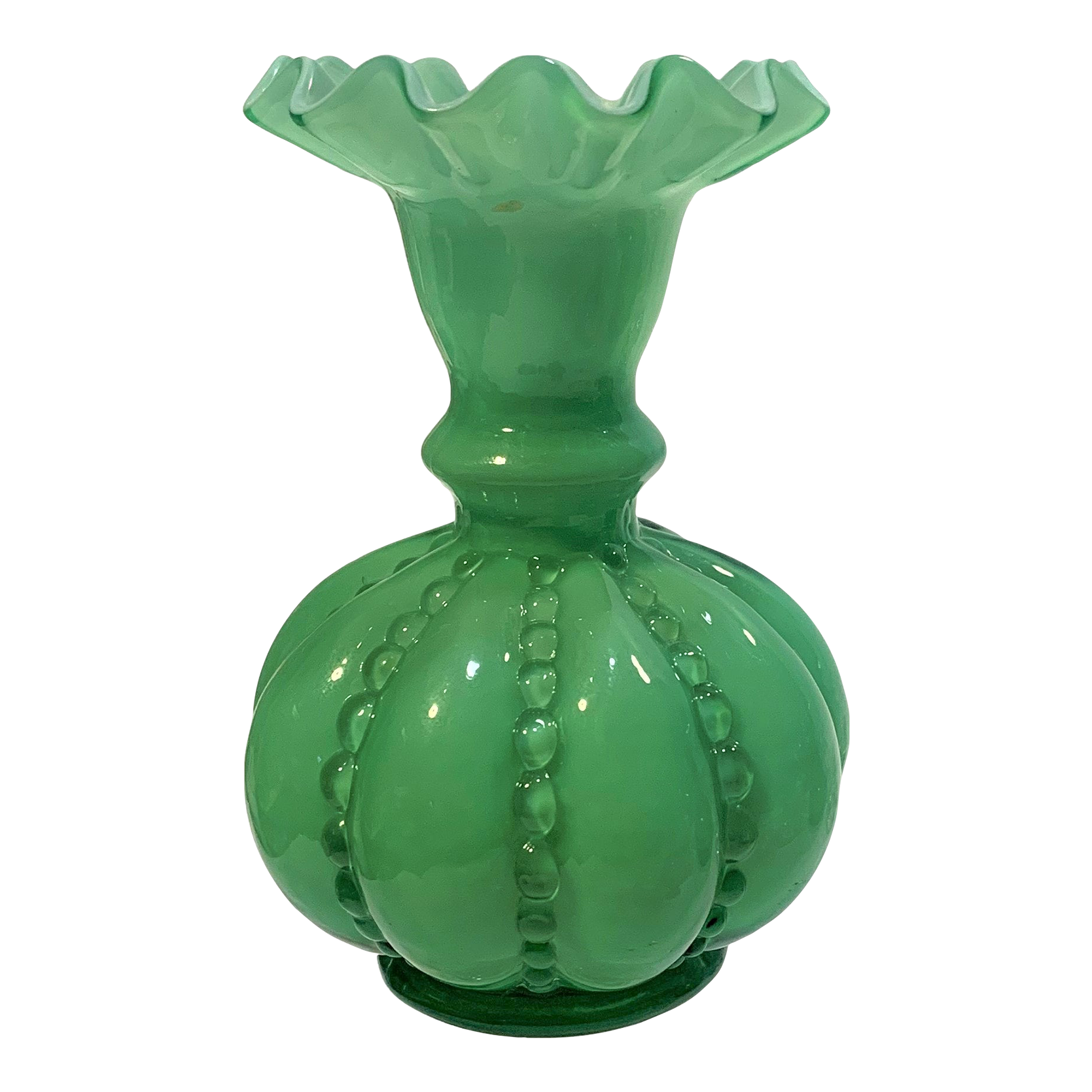 Vintage Fenton Art Glass Beaded Melon Vase Chairish