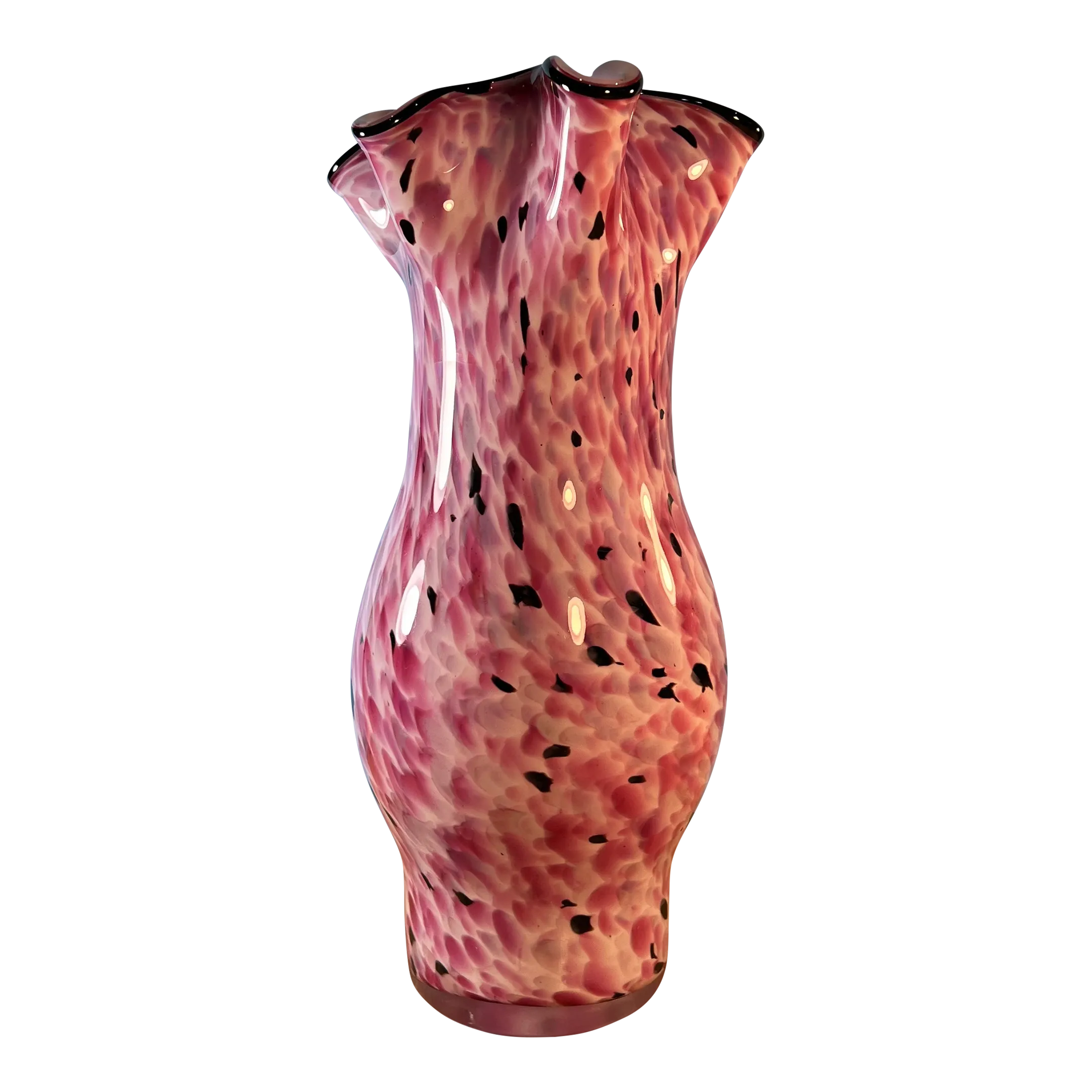 Murano Art Glass Pink Speckled Vase | Chairish