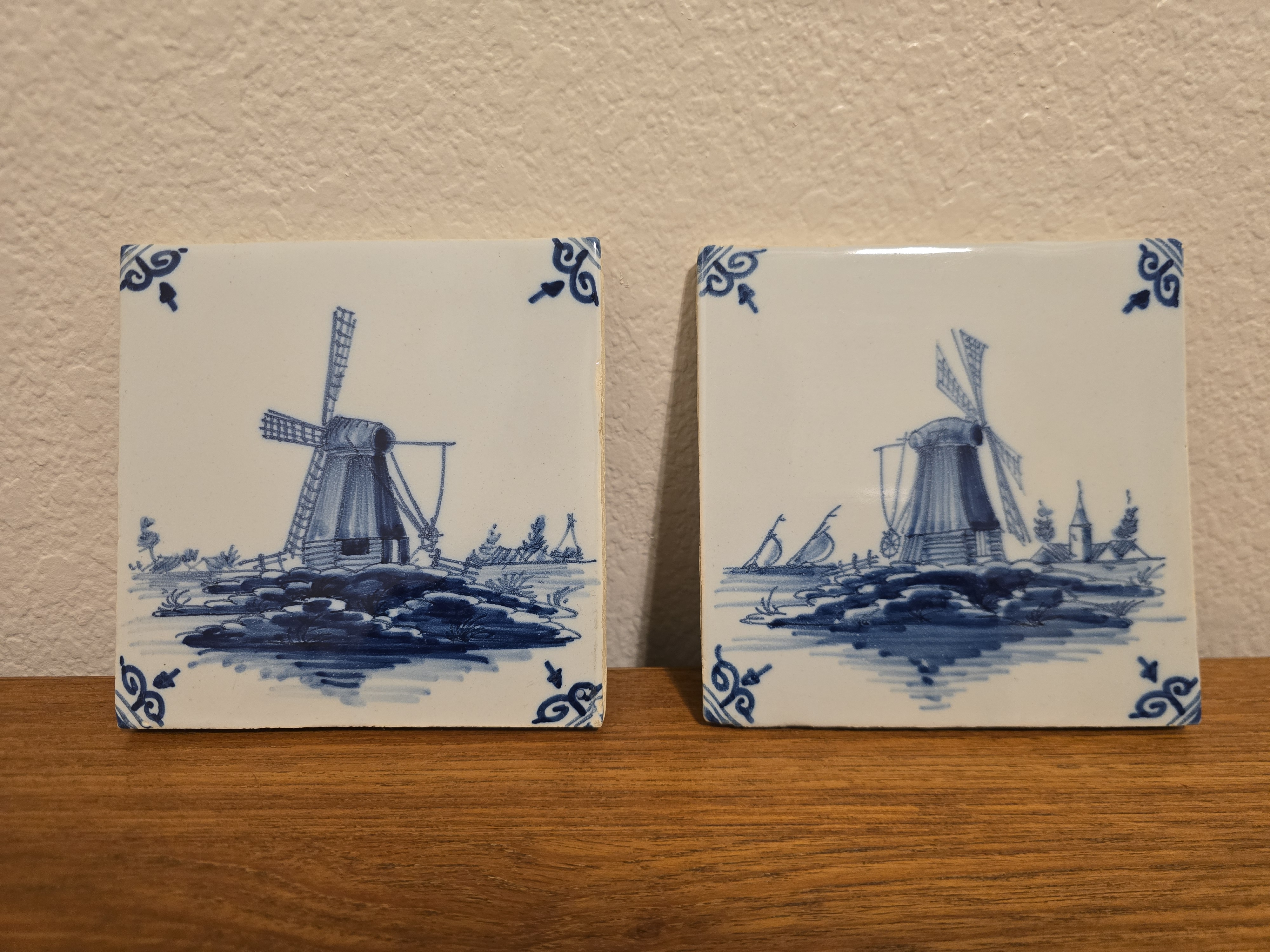 Vintage Hand-Painted, Makkum Tichelaar Delft, Holland Tiles | Chairish