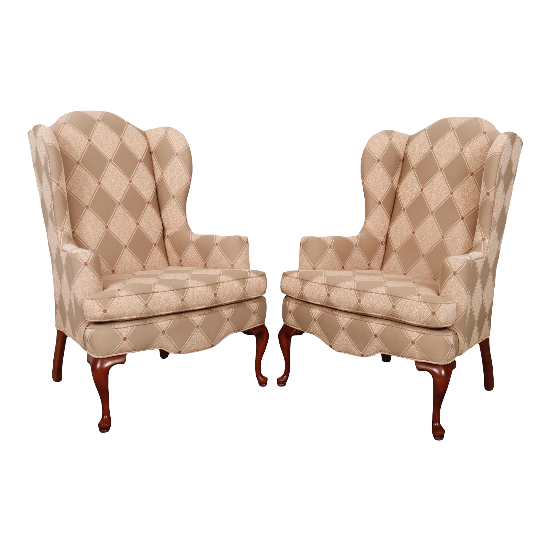 Ethan Allen Queen Anne Style Wingback Chairs a Pair Chairish