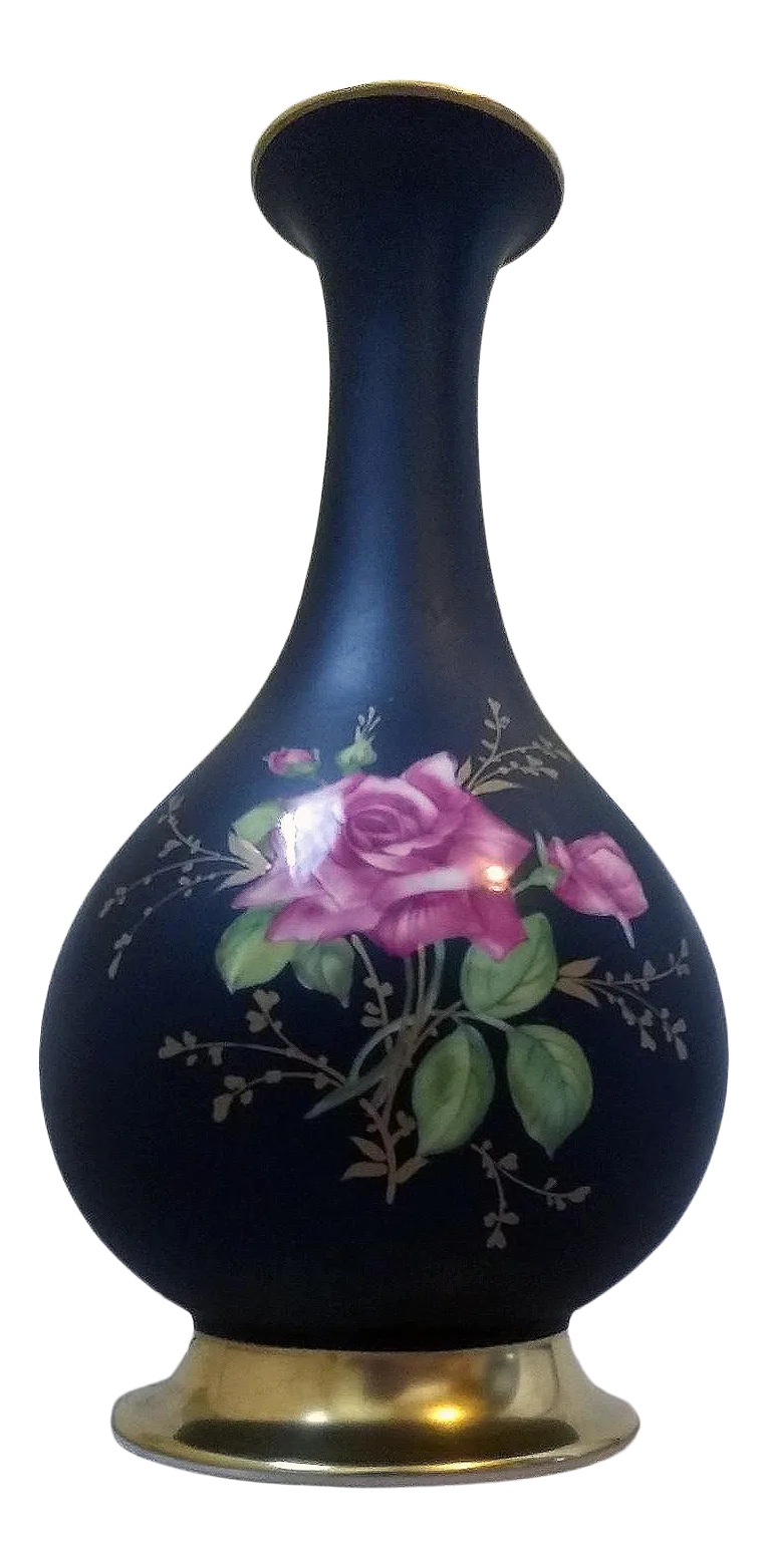 Vintage Mid 20th Century Rosenthal Black Matte Porcelain Rosenthal Vase