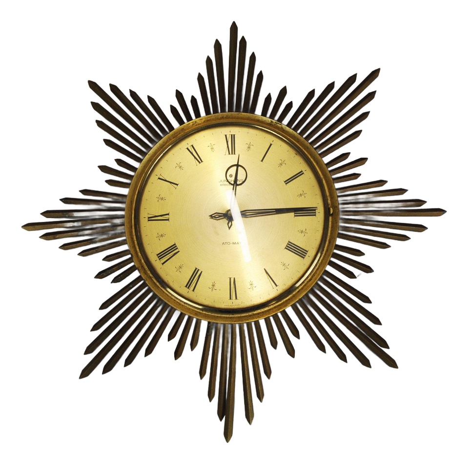 Brass Sunburst Wall Clock from Junghans, 1960s | Chairish