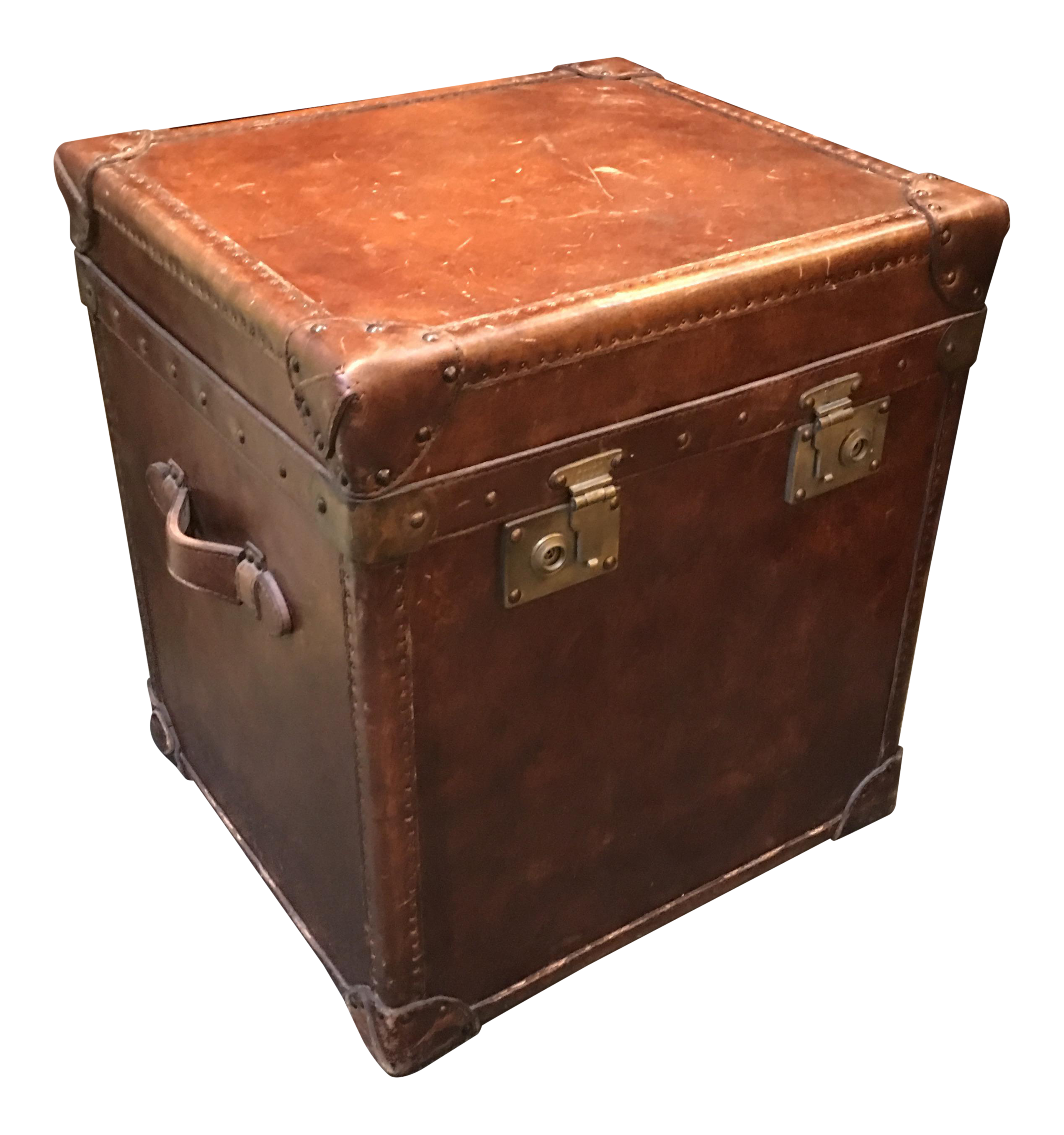 Pottery Barn Expedition Leather Storage Cube Chairish