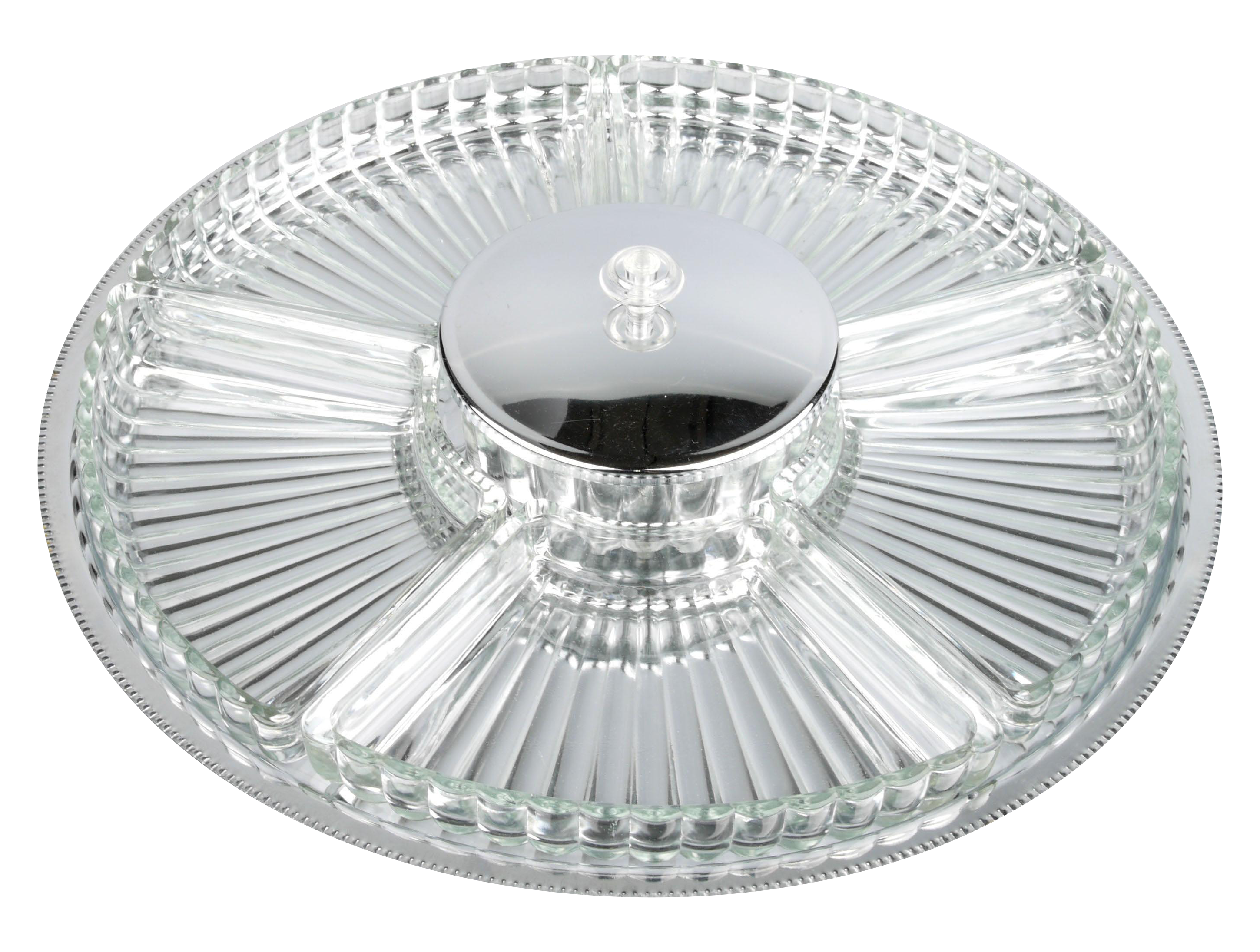 Steel & Crystal Serving Platter | Chairish