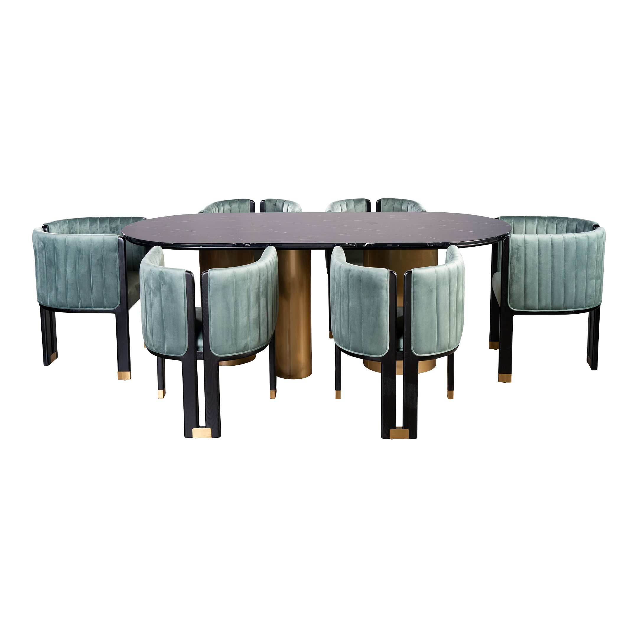 Balmain Marble Top Dining Set for 6 in Gold and Black 7 Pieces Chairish