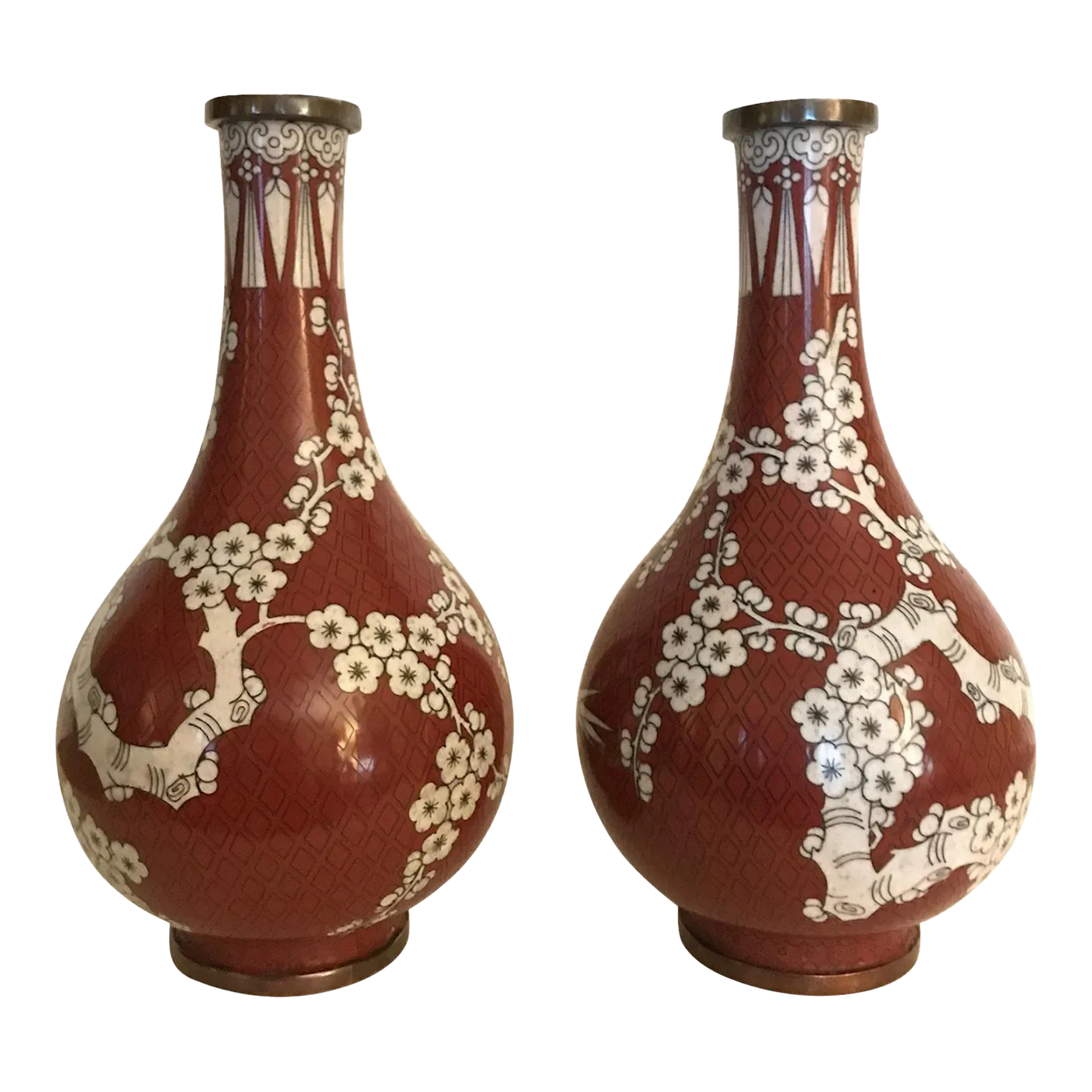 A Pair of Antique Chinese Cloisonné Gord Form Vases, Circa 1900 Chairish