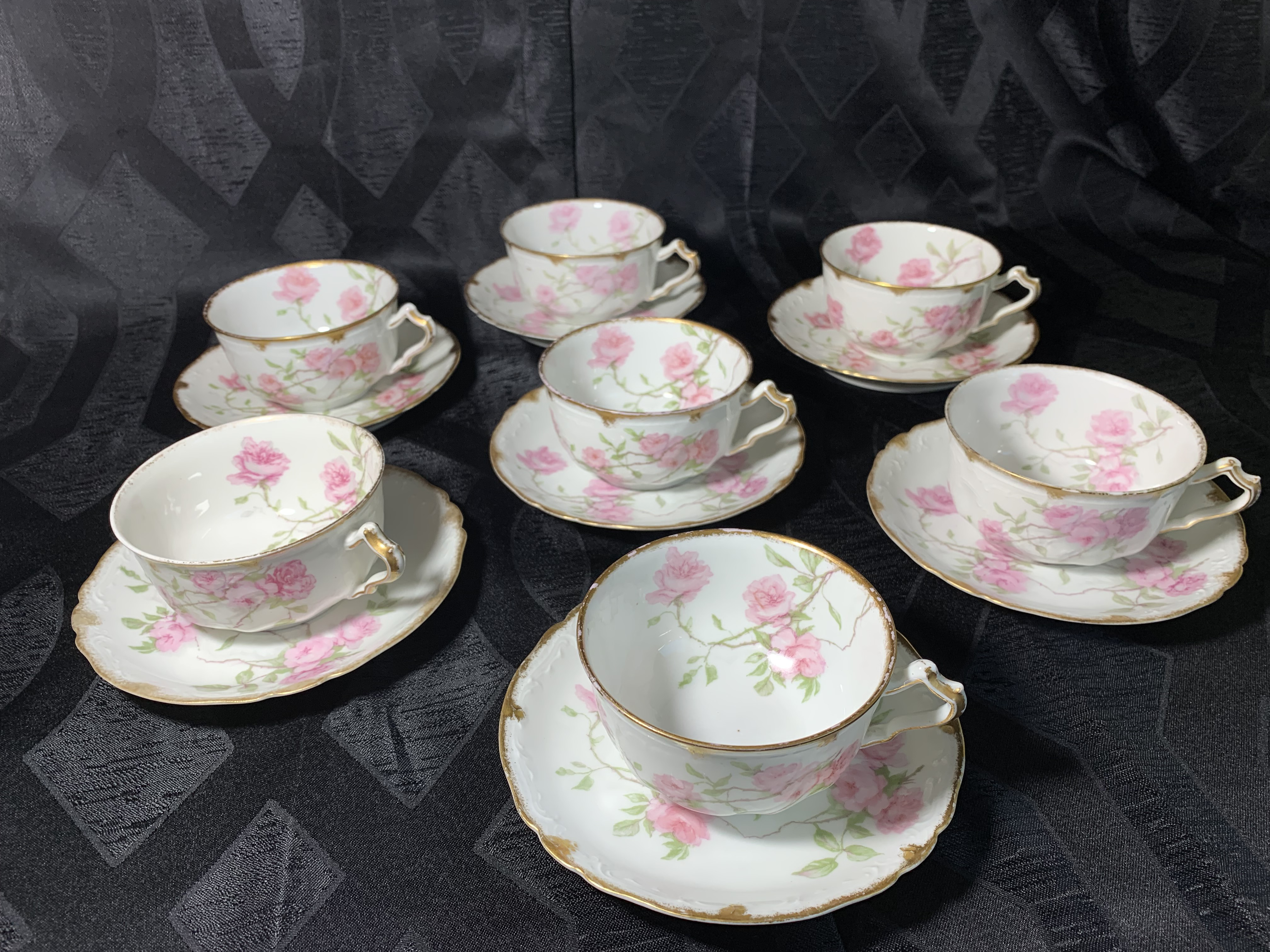 yk♡Limoge＊フランスアンティーク　ローズ　ディスペンサーセット French Limoges Porcelain Baltimore Rose With 24k Gold Trim Tea