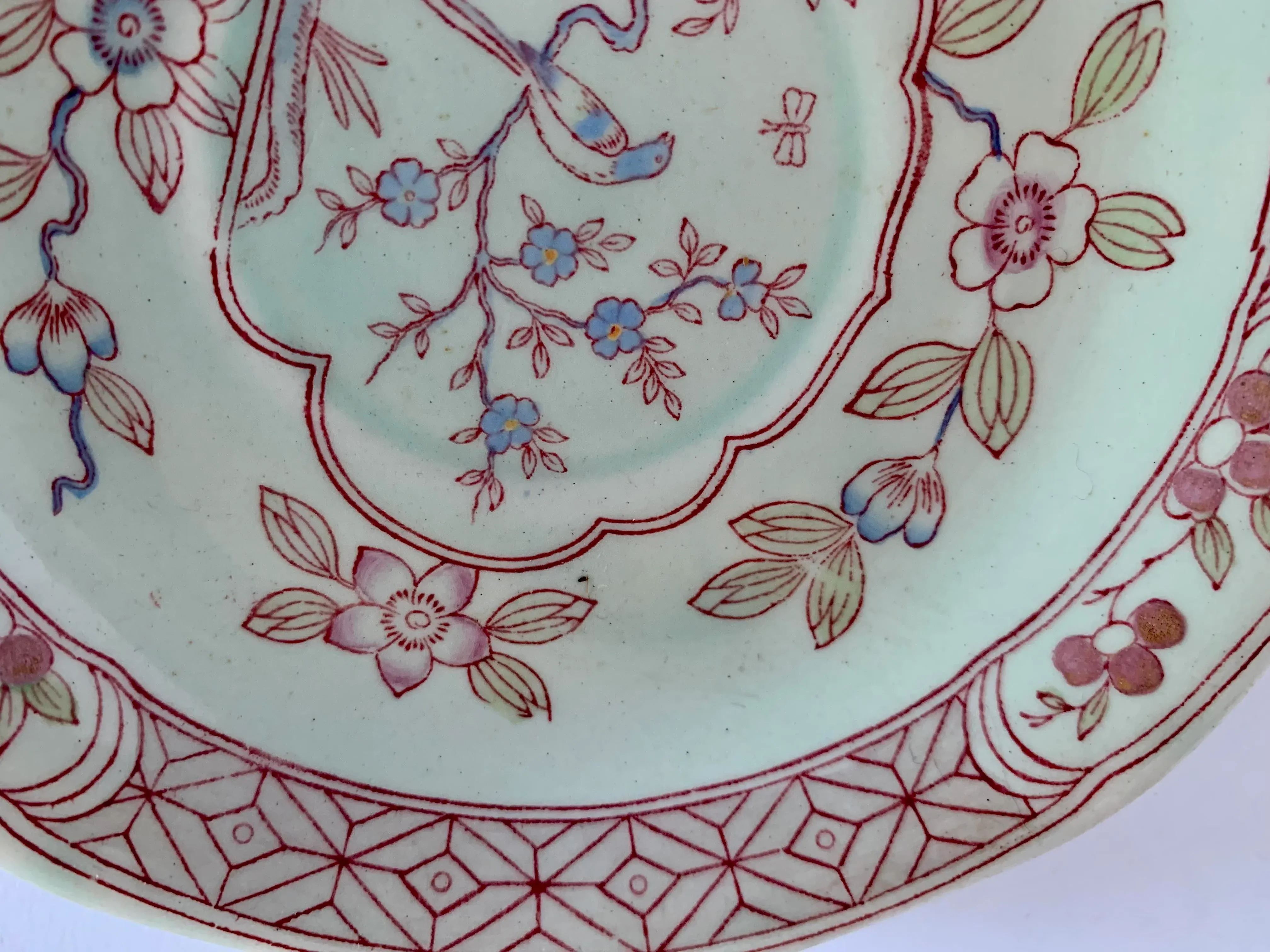 Petite Antique English Calyx Ware 'Singapore Bird' Pattern