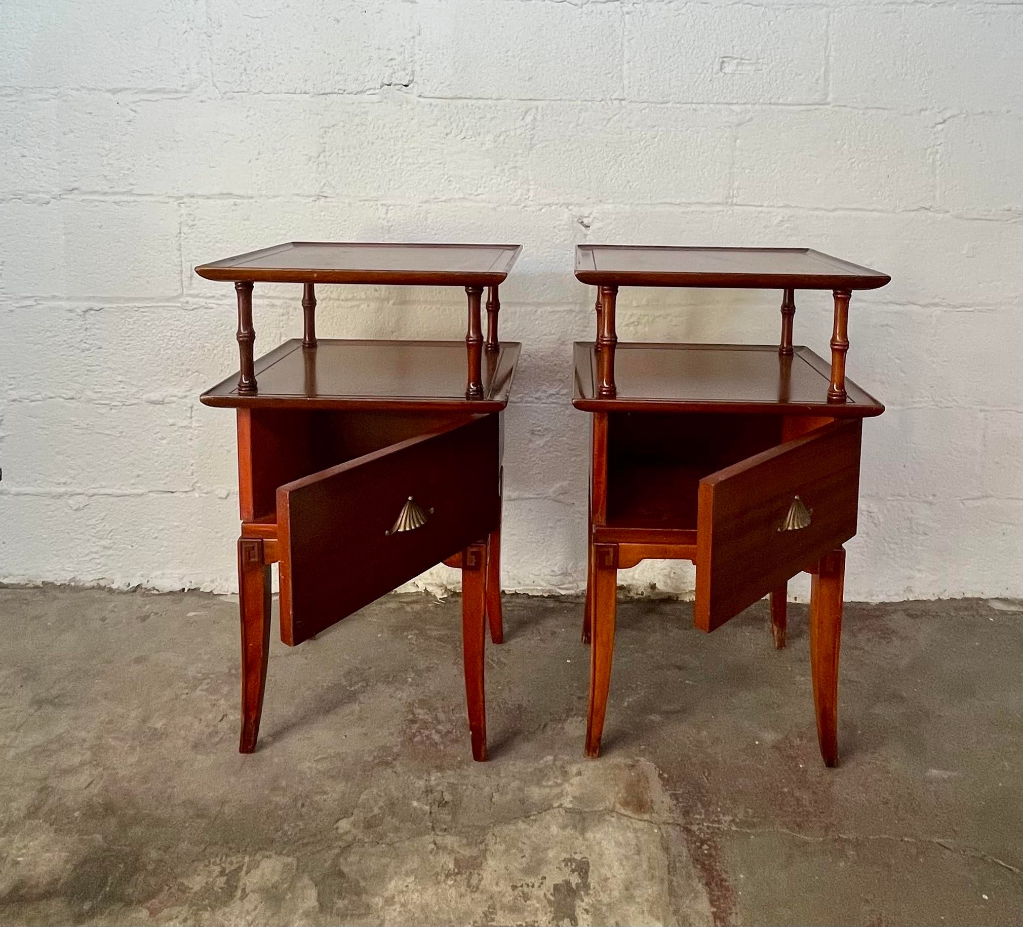 Mid Century RWay Furniture Chinoiserie Night Stands Pagoda Chairish