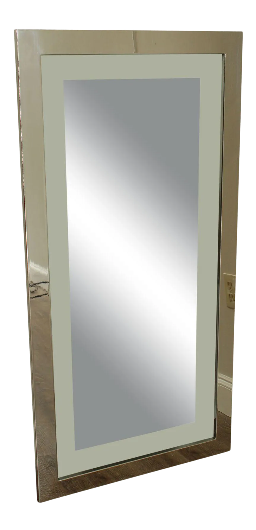 Mid Century Floating Mirror with 48" x 24" Chrome Frame Chairish