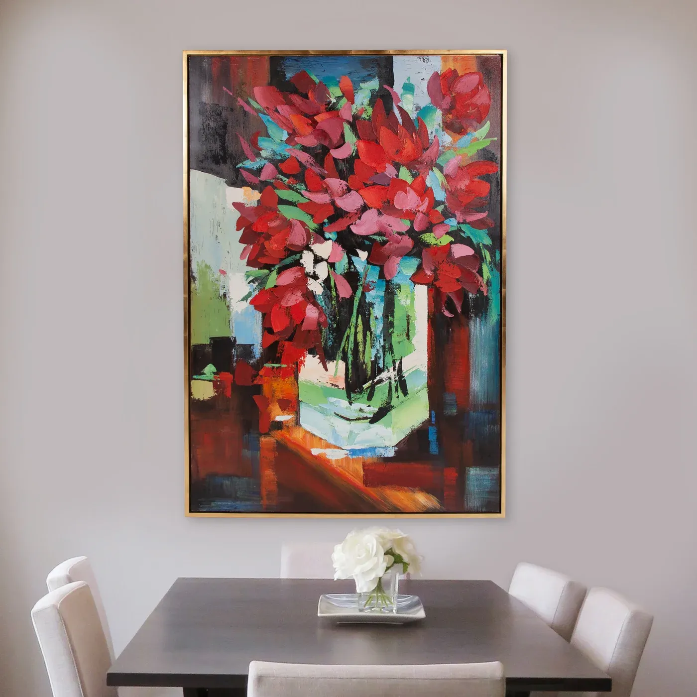 Resin Fractal Inclusion Console Table Desk by Thomas Brant. France 2014Red Tulips in Vase Painting