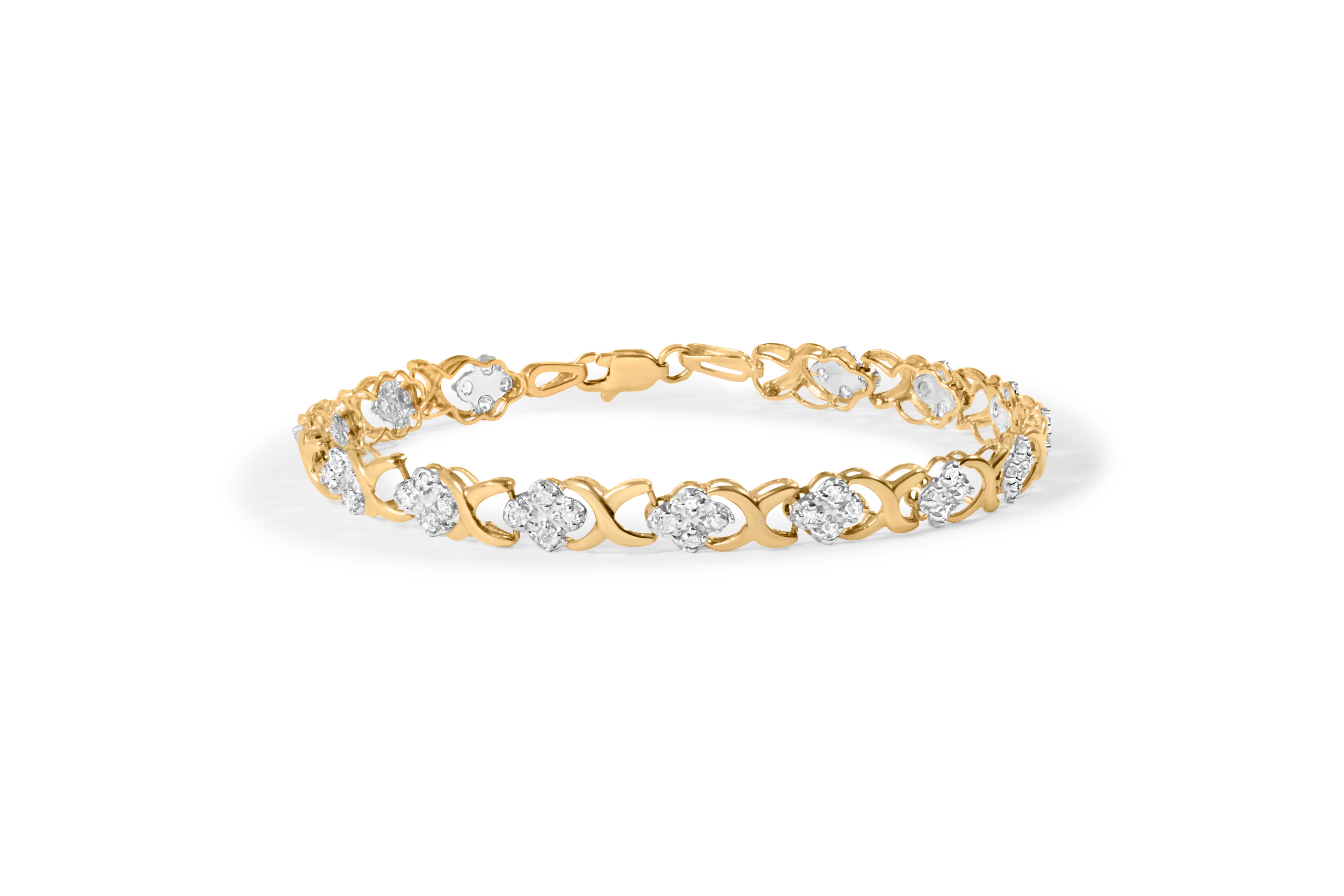 10K Yellow Gold 1.00 Cttw Diamond 5 Stone Floral Cluster and
