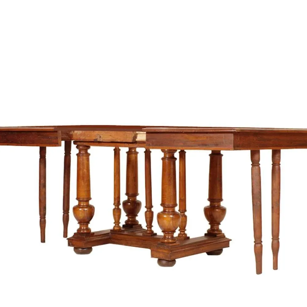 19th-Century French Walnut Extendable Table