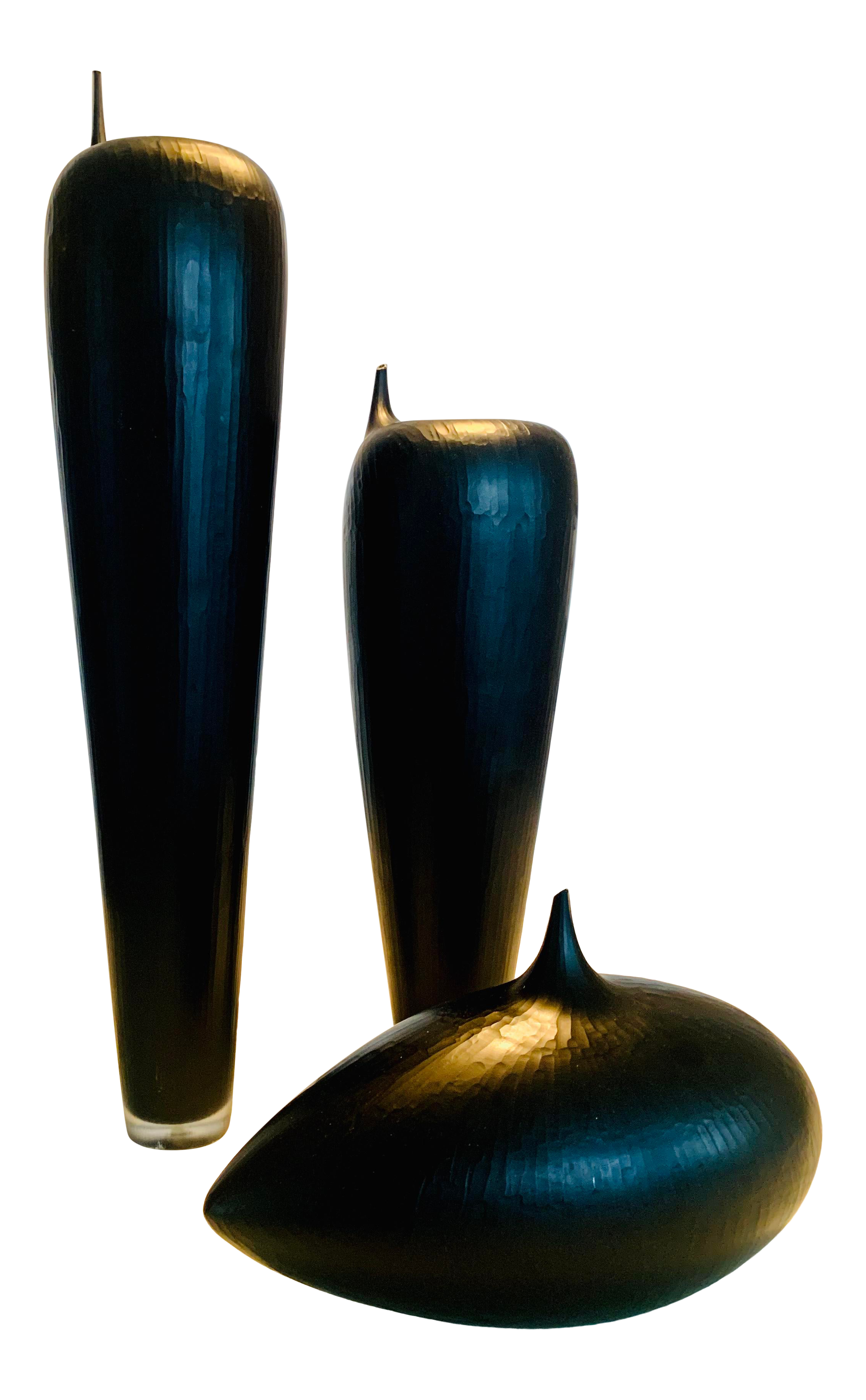Contemporary Black Custom Glass Decorative Vases Set Of 3 Chairish