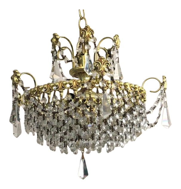 【VINTAGE HOLLYWOOD】Chandelier Crystal Hairpin Hollywood Regency Crystal Chandelier / Luxury Light