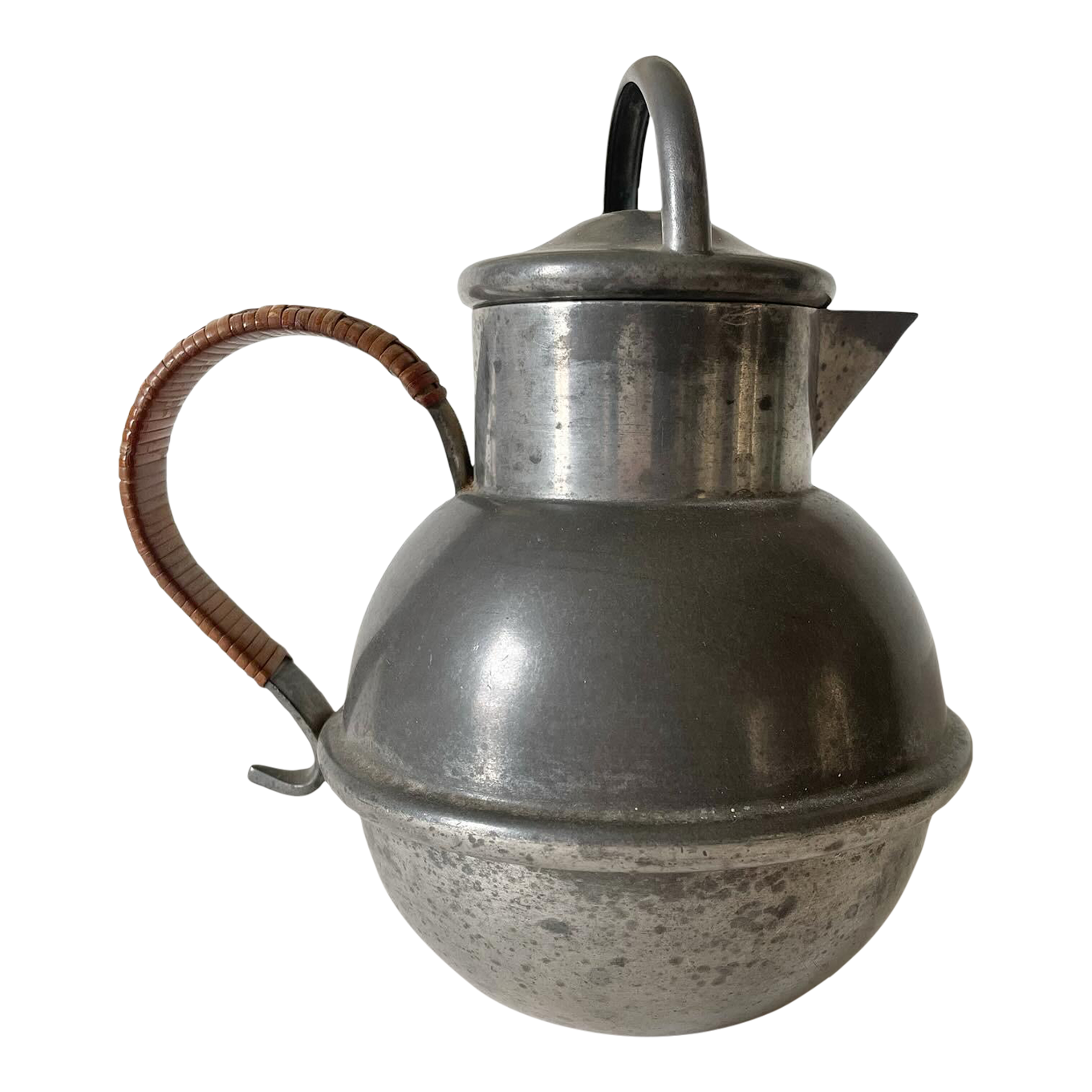Vintage Alloy Art Pewter Coffee Pot With Cane Wrapped Handle Chairish