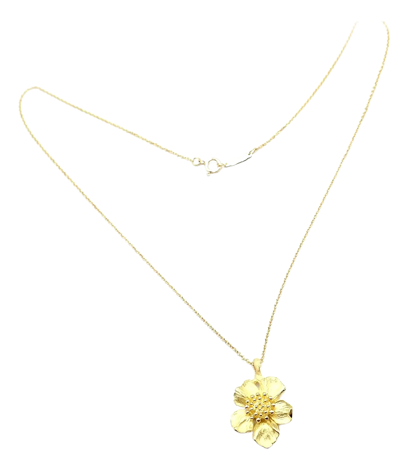 Vintage Tiffany & Co. Yellow Gold Dogwood Flower Pendant Necklace