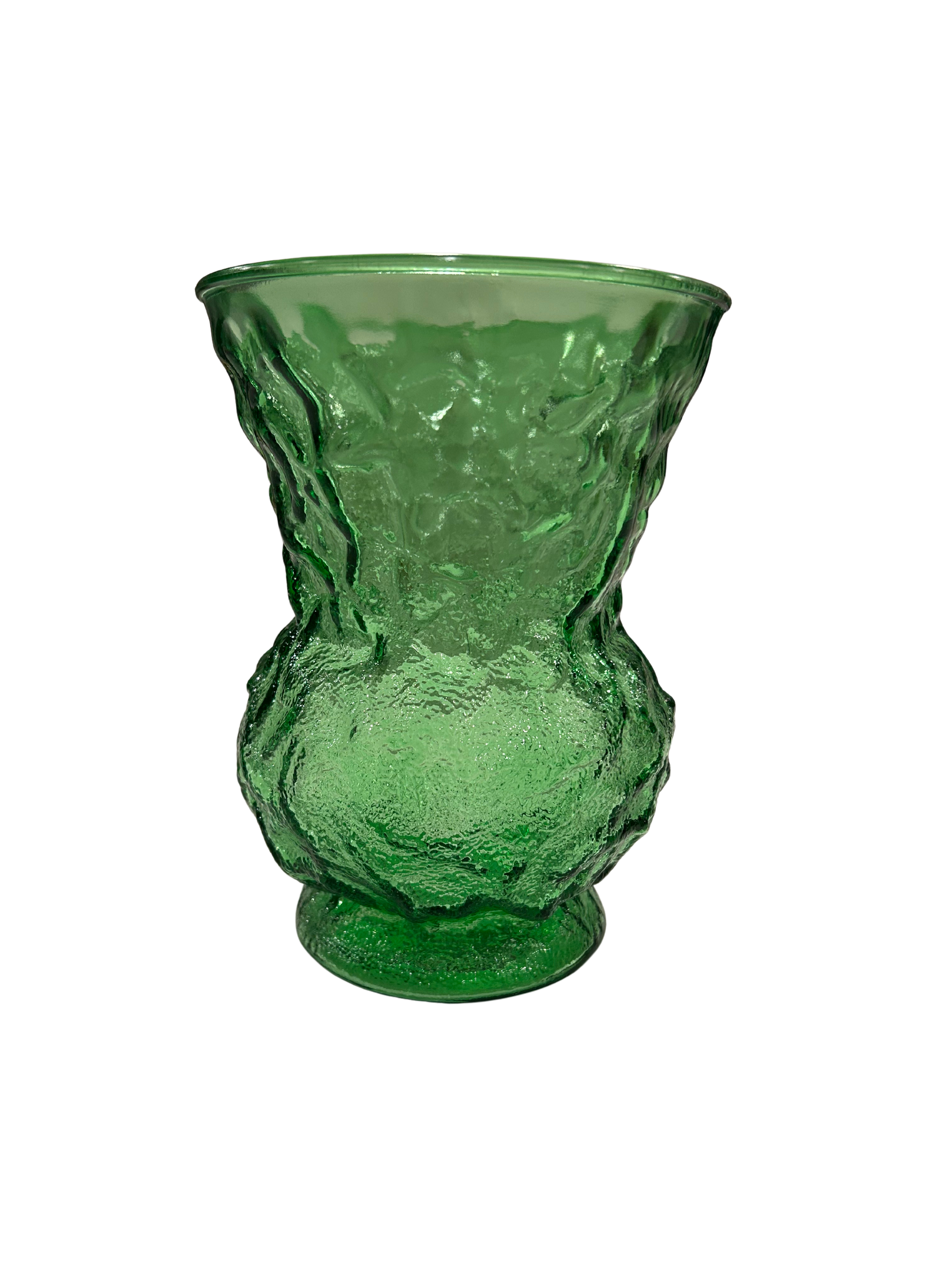 Vintage Eo Brody Emerald Green Crinkle Glass Vase – Mid-Century Modern