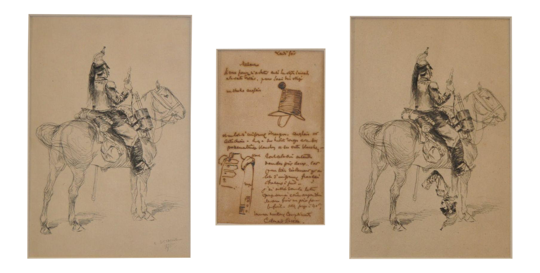 Edouard Detaille 1849 1912 Rare Drawing Etching And Illustrated Letter C 1875 Chairish