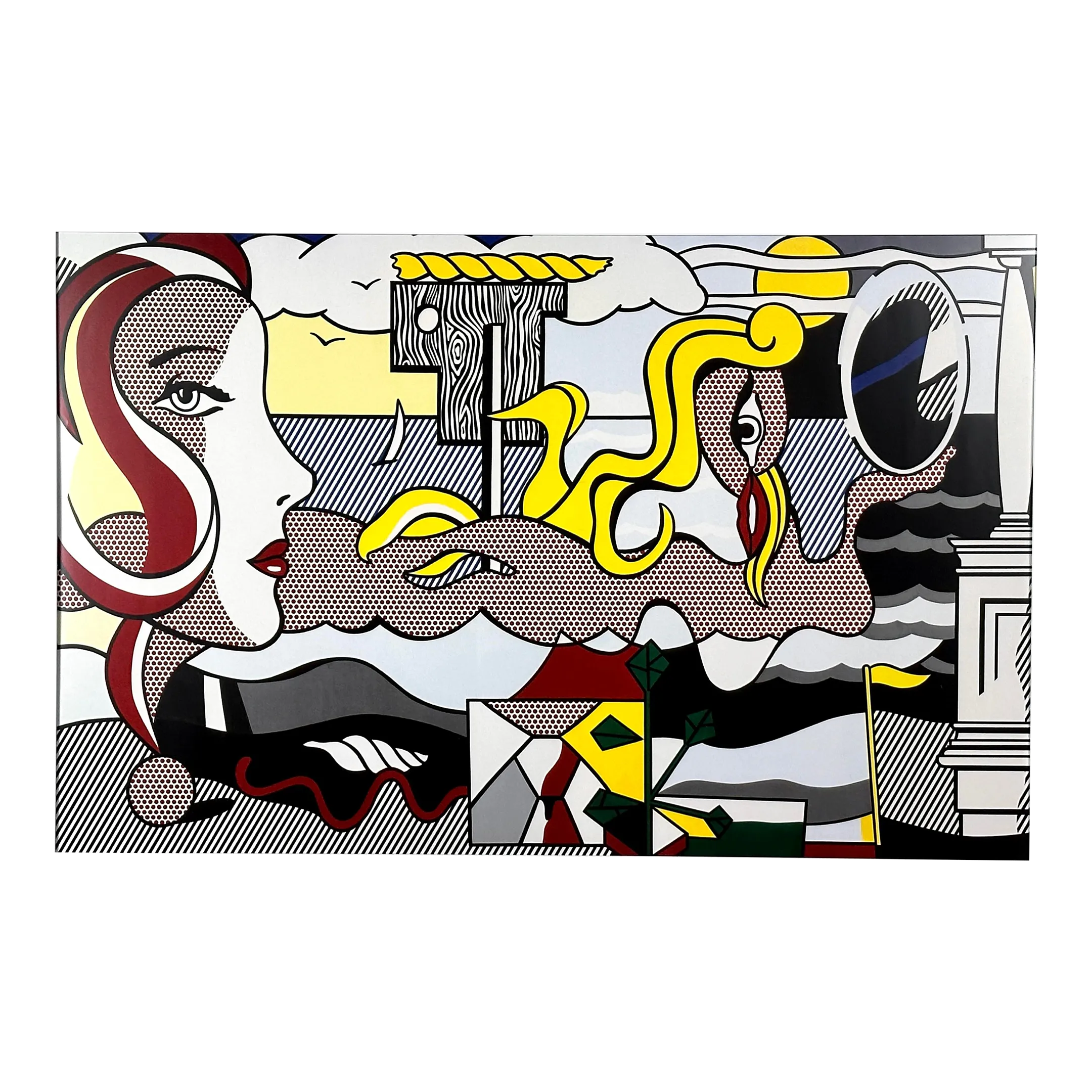 Roy Lichtenstein Figures in Landscape Pop Art Offset