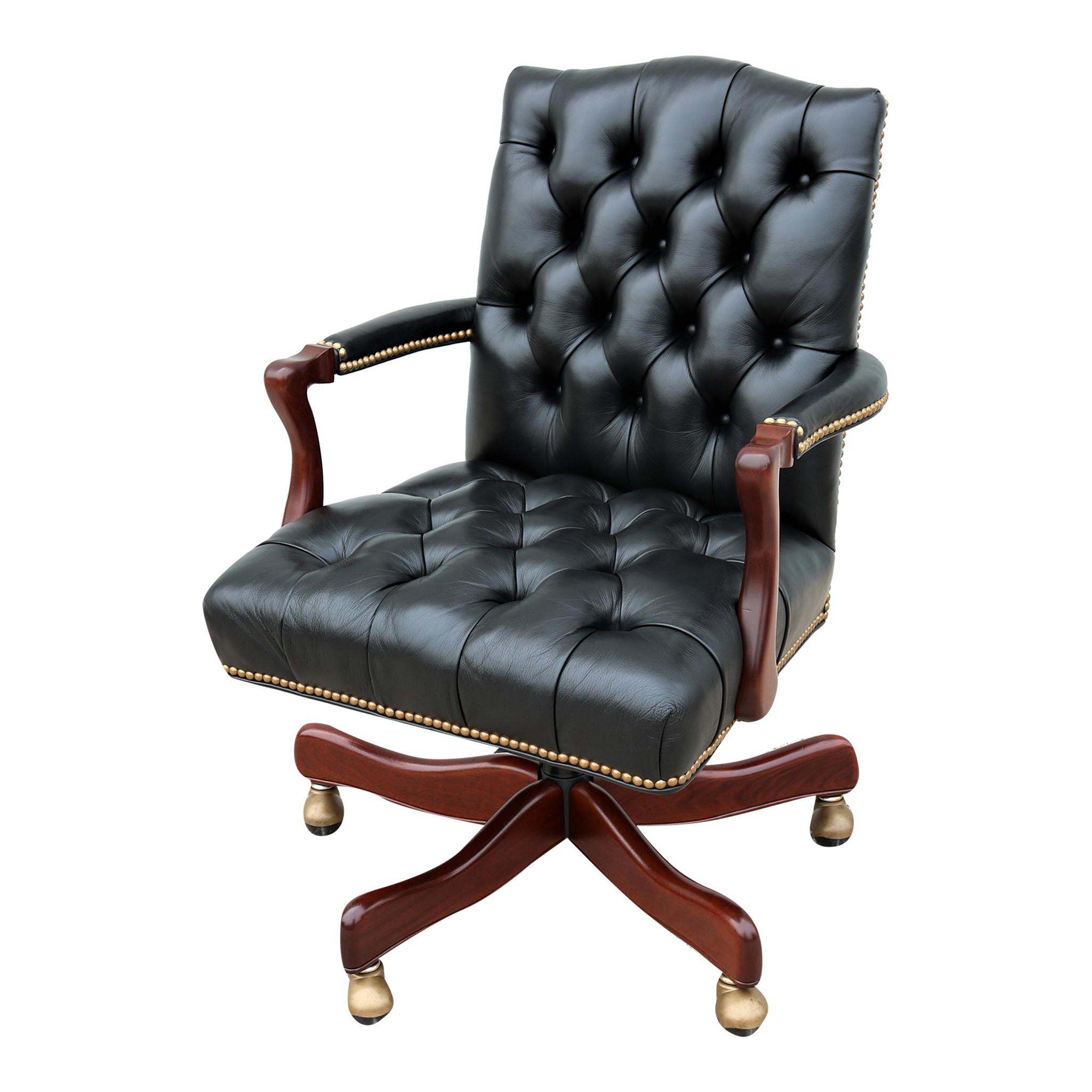 Classic Traditional Cabot Wrenn Graham Tufted Black Leather