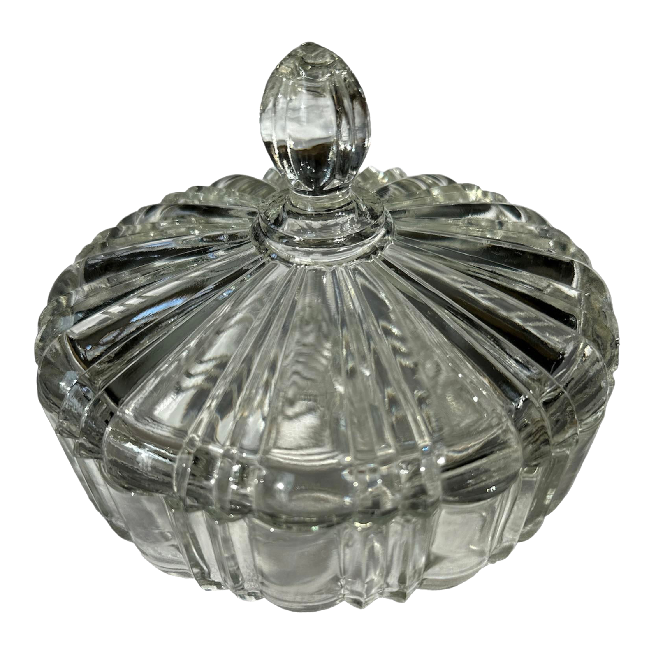 Vintage Anchor Hocking Catchall Candy Jewelry Dish With Lid Clear 