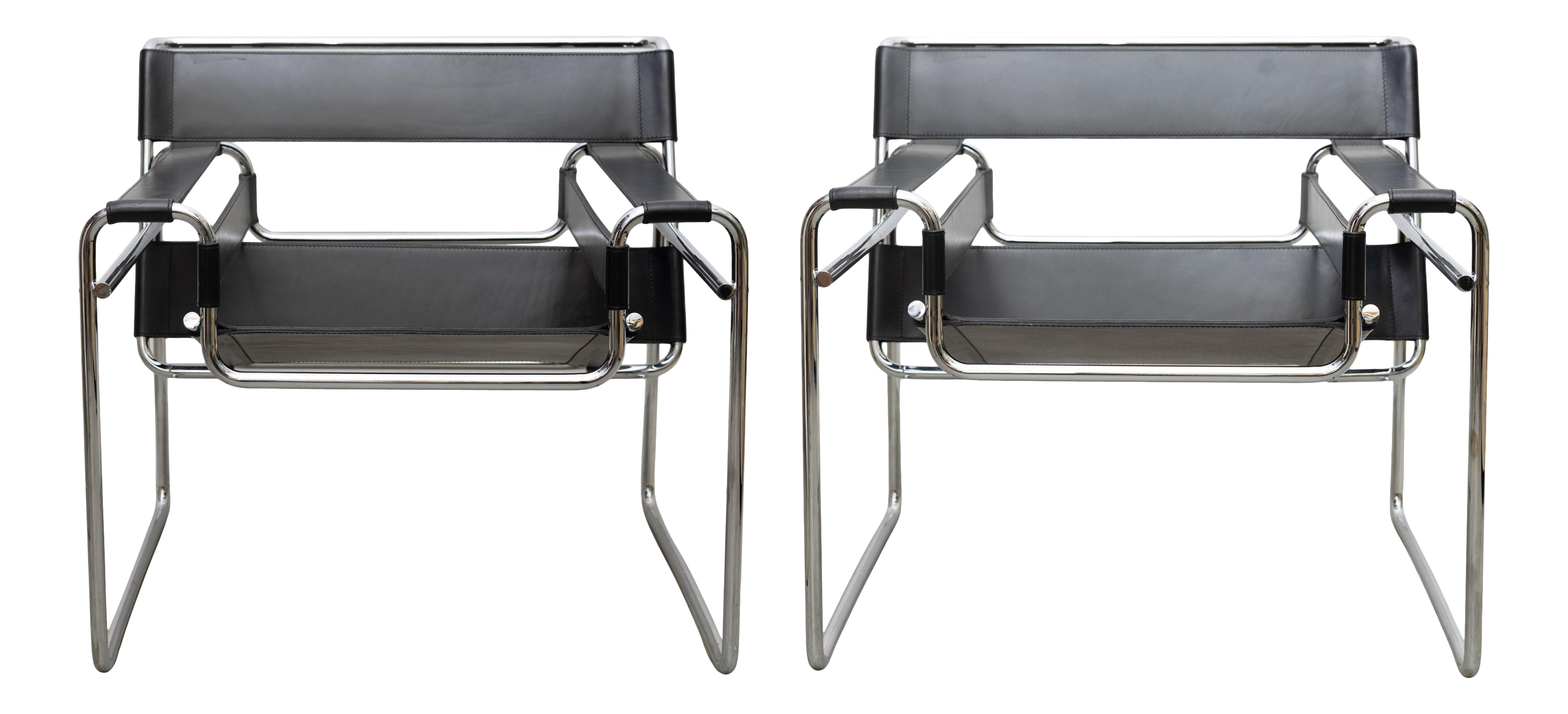 Pair of Wassily Chairs by Marcel Breuer, Knoll, Made in Italy Chairish