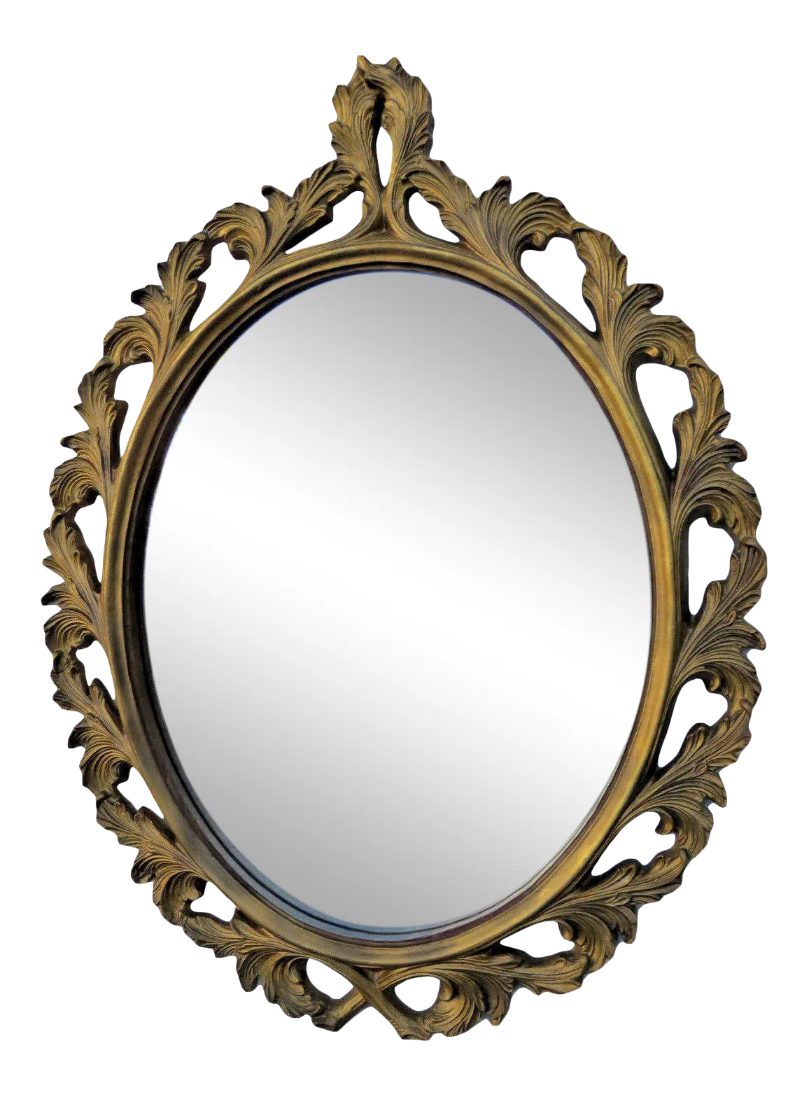 Carved Oval Vintage Distressed Gold Wall Bathroom Vanity Mirror Chairish