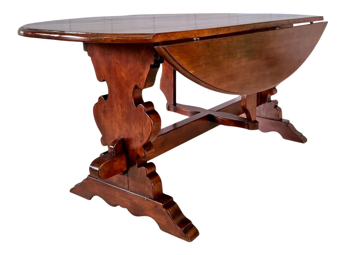 Vintage Italian Solid Wood Drop Leaf Trestle Dining Table Chairish