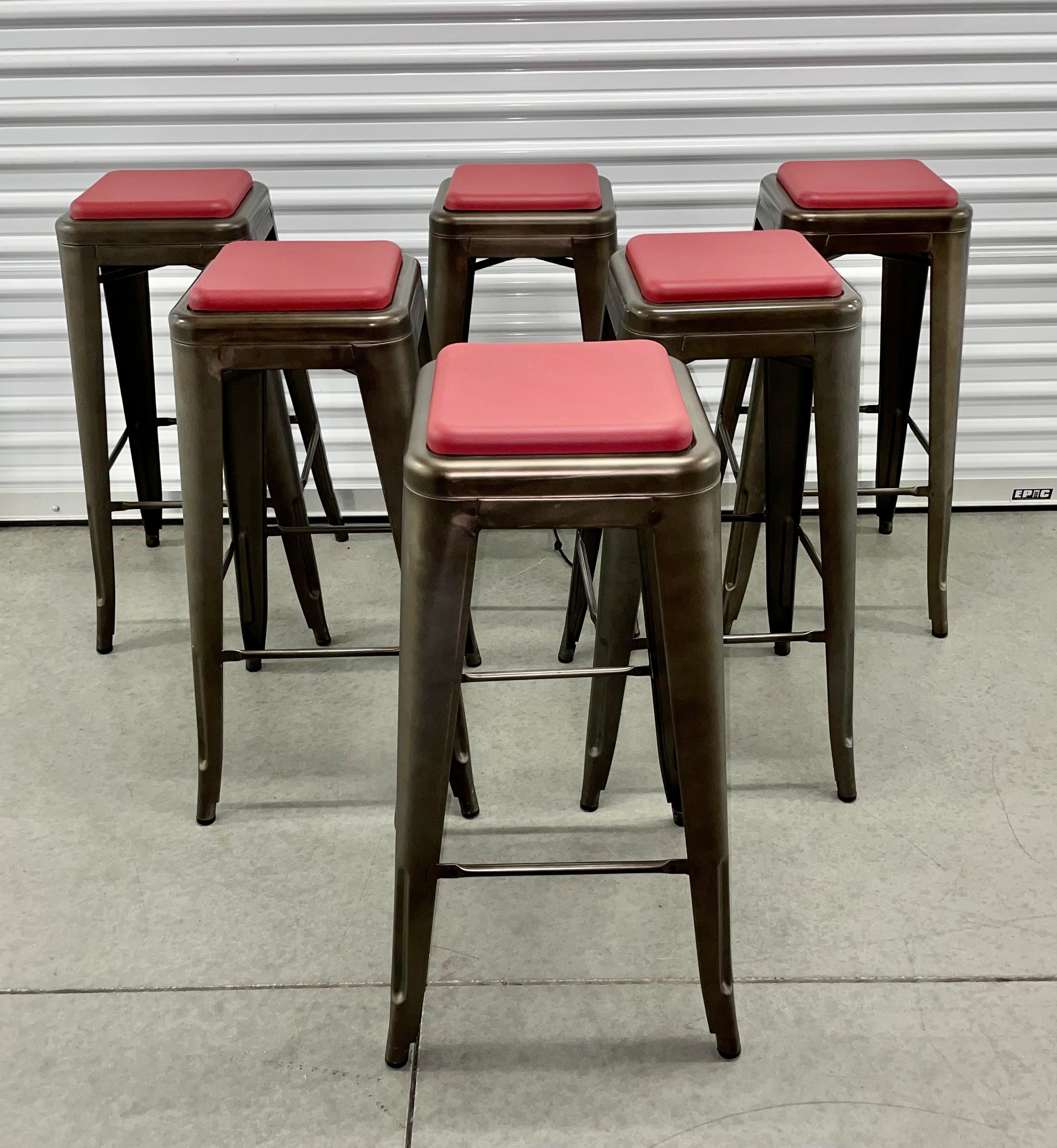 1980s Upright Backless Tabouret Industrial Metal Counter Bar Stool