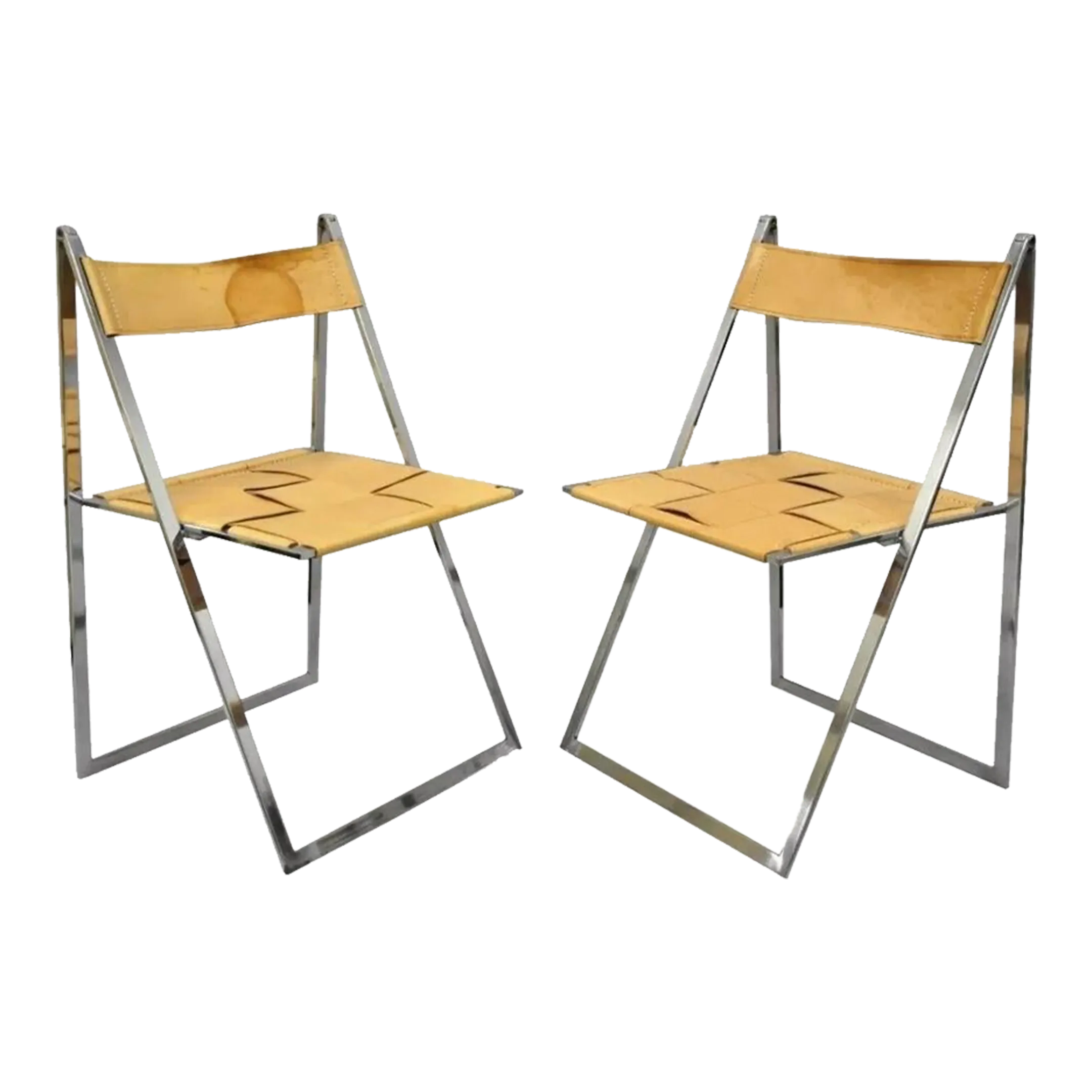 Fontoni & Geraci 1960s Elios フォールディングチェア 1960s Fontoni & Geraci Italian Modern Chrome & Leather Elios