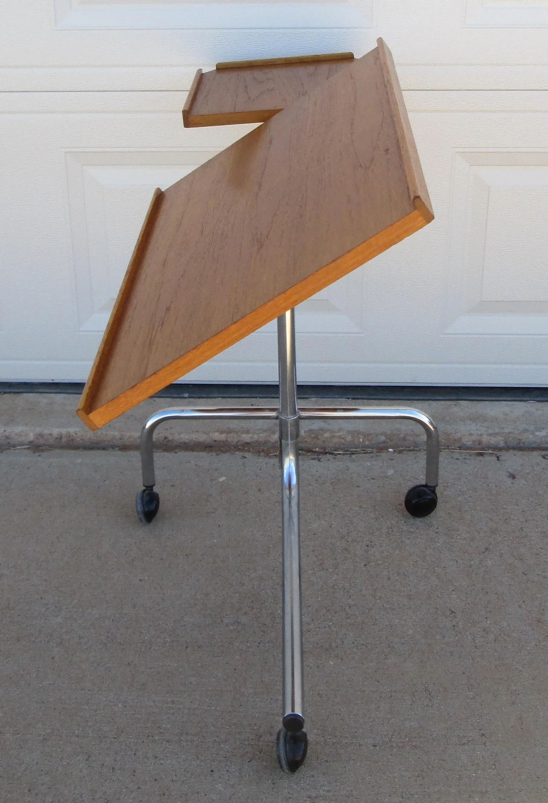 HMN Danecastle Teak Chrome Music Stand Danish Modern | Chairish