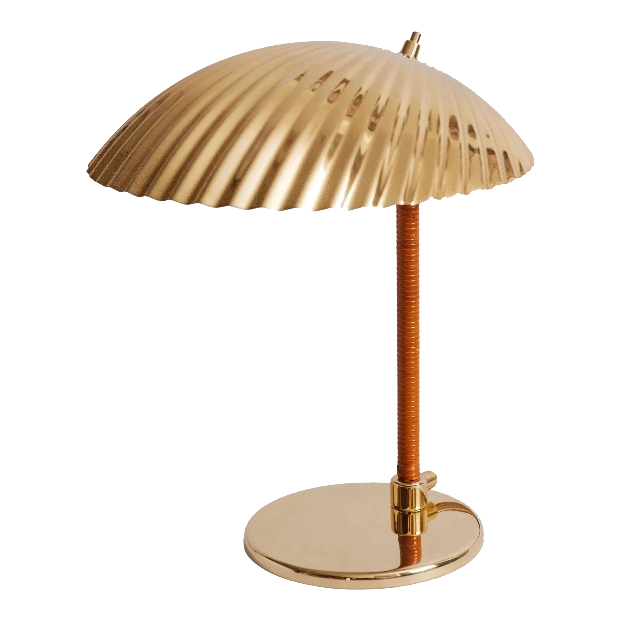 Paavo Tynell Model 5321 Brass and Rattan Table Lamp | Chairish