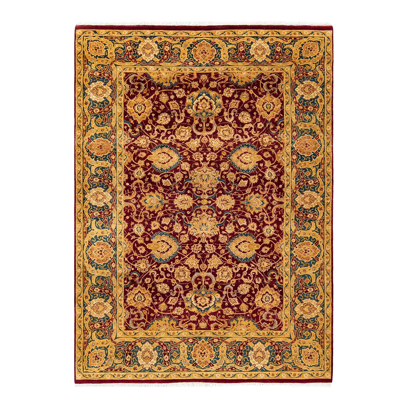 Vintage Moroccan Hand Knotted Wool Area Rug, Burgundy - 6\'1\