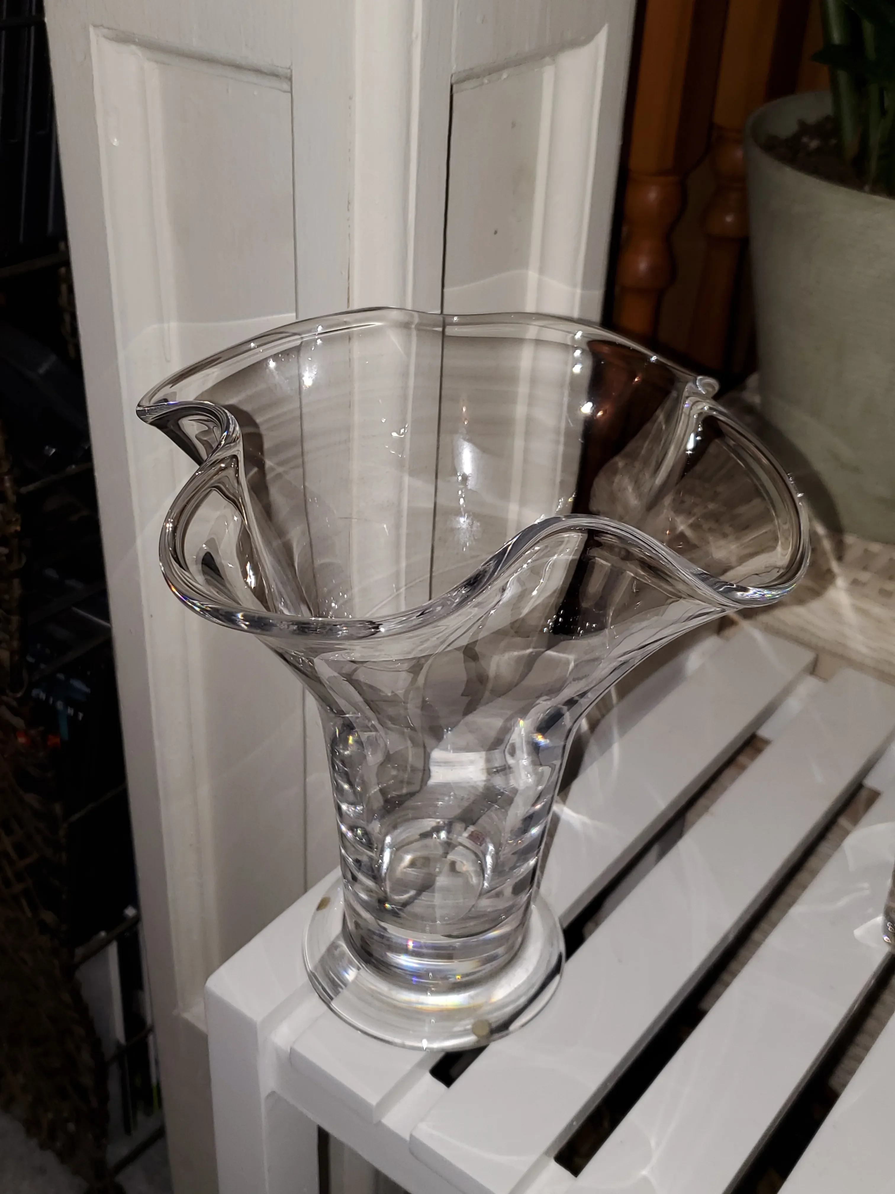 Late 20th Century Orrefors Signed Art Glass Chanterelle Vase by