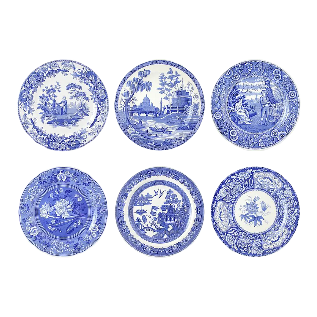 Spode Blue Room Collection Georgian Dinner Plates, Assorted Set