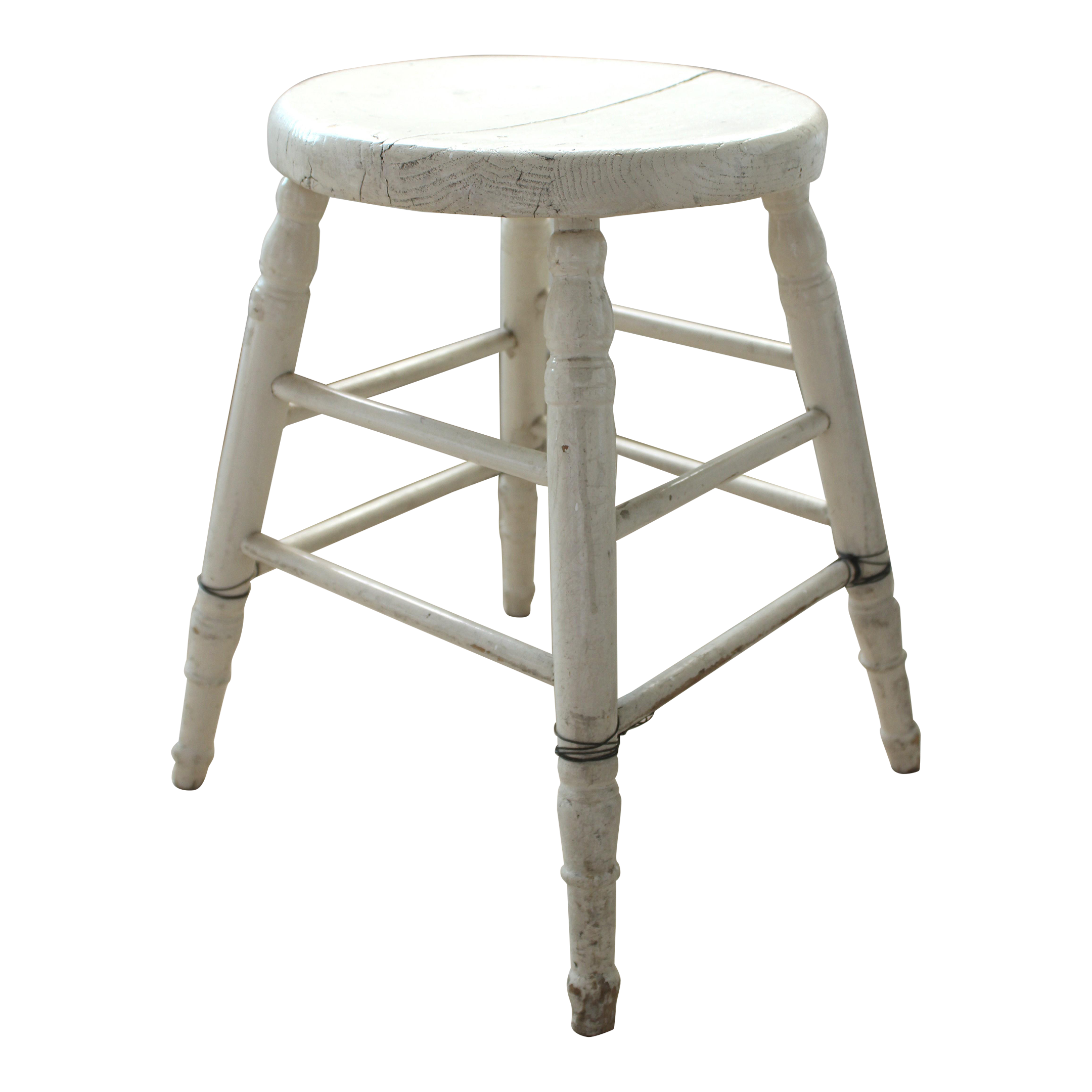 Distressed Carved French Milking Stool | Chairish