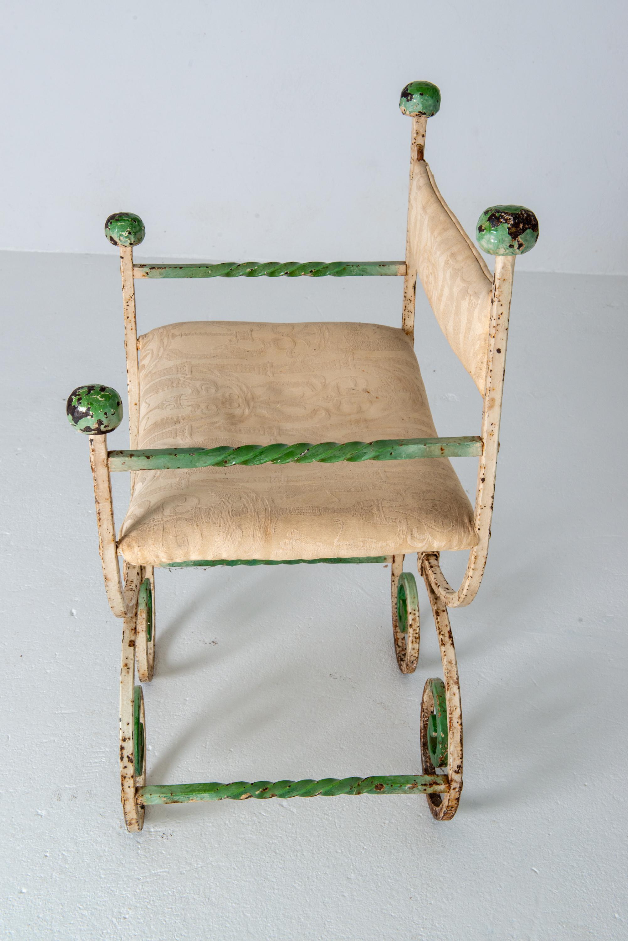 Curcule Style Wrought Iron Arm Chair - Vintage Antique Furniture 1920s