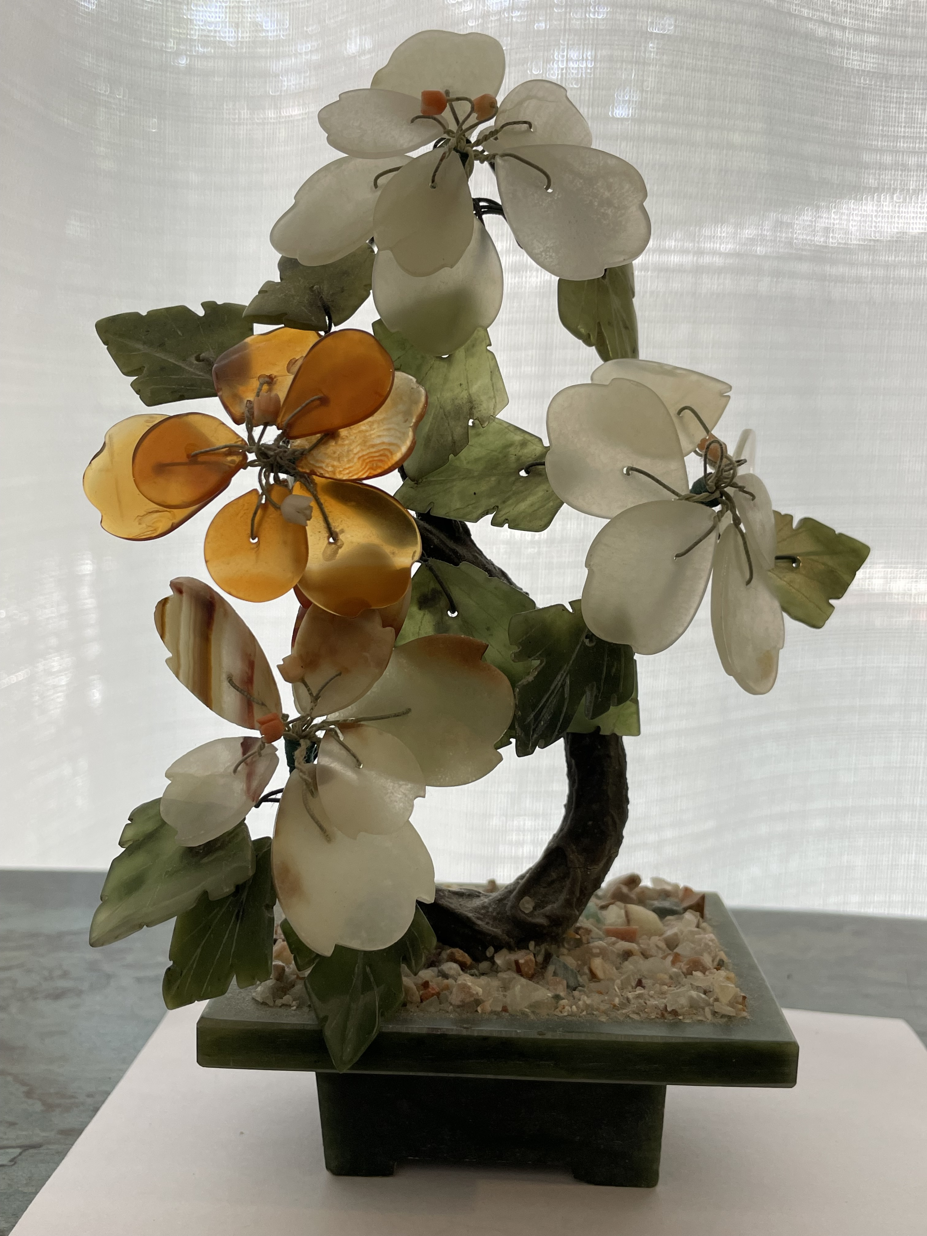 昭和戦前　天然木小物入れ２点　木彫り　花　立体網目模様　艶あり vintage-chinese-hard-stone-