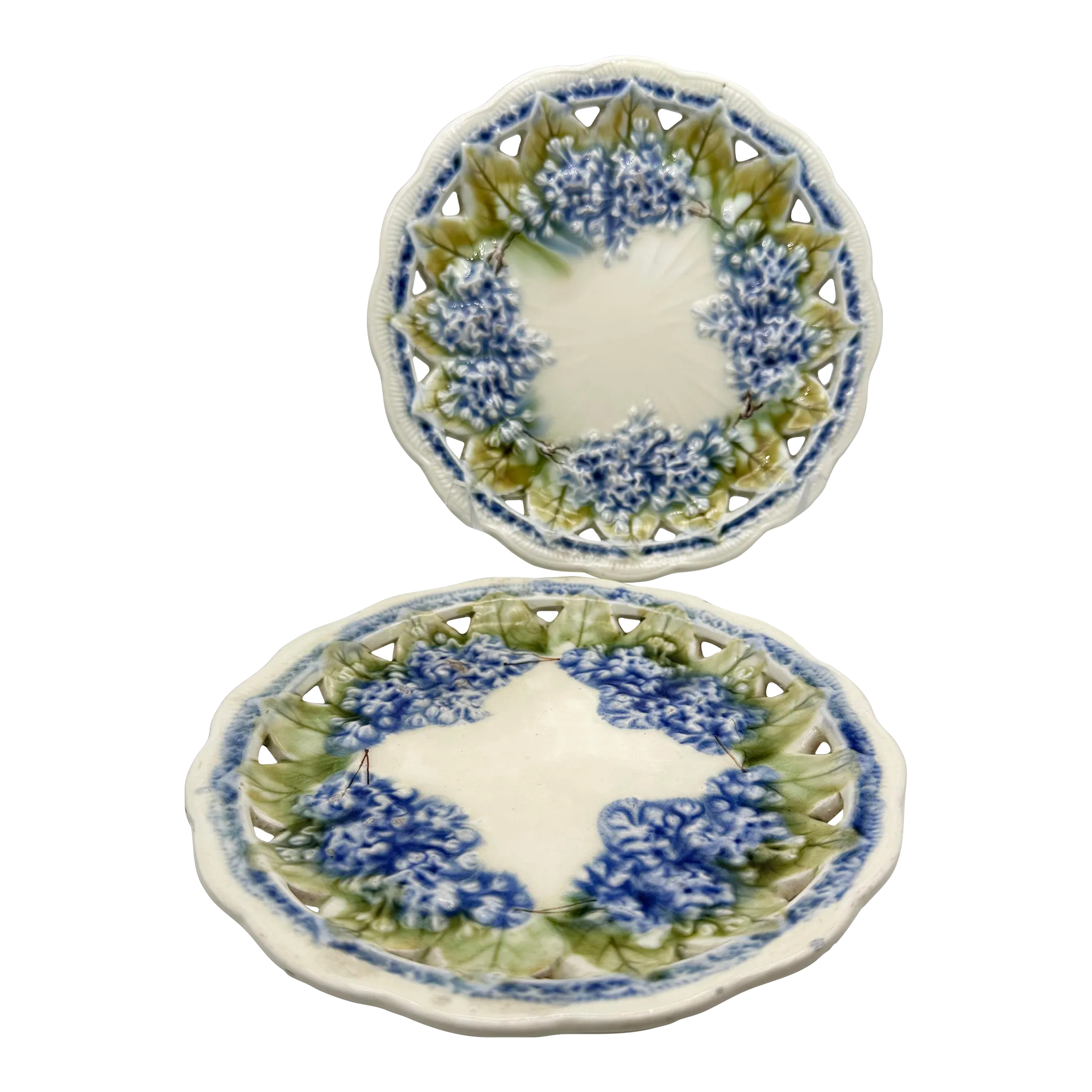 Majolica Reticulated Lilac Plates by Villeroy and Boch - Pair