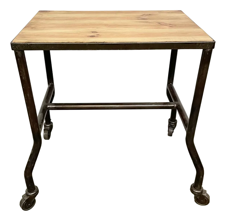 Industrial Side Table on Wheels, 1960s Chairish