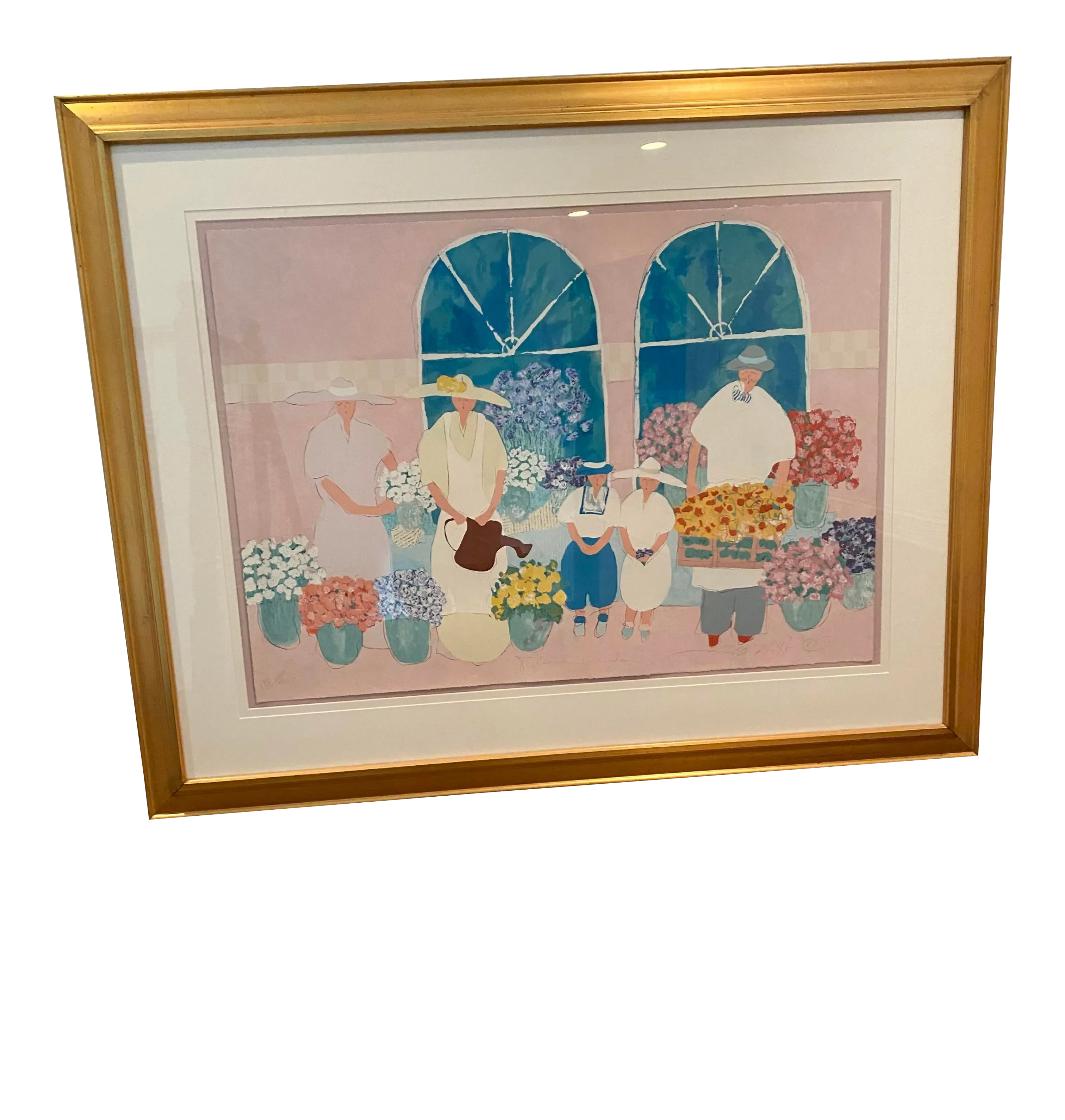 “Flower Vendor” Figurative Silkscreen by Jim Hill, Framed
