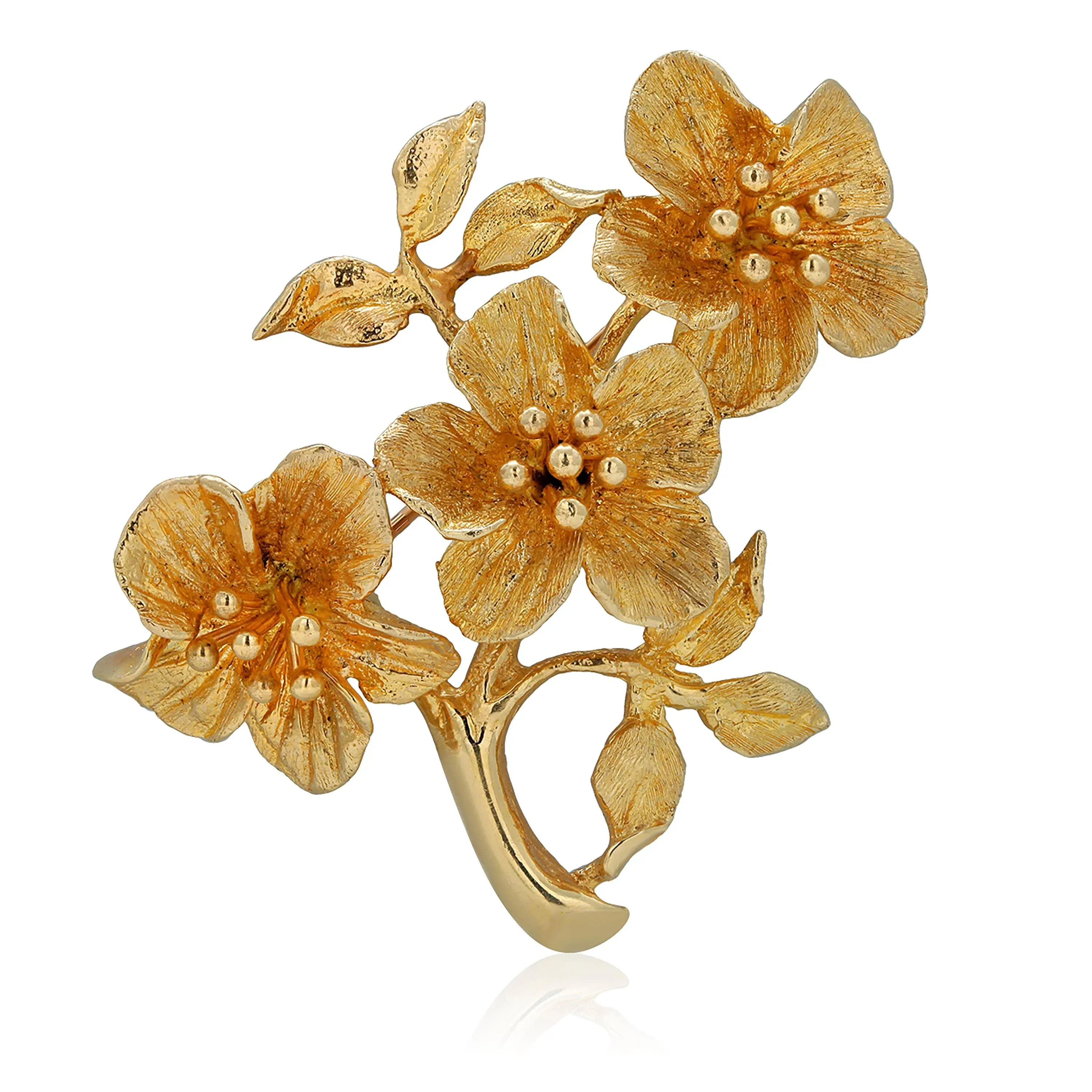 Aslike 14k Gold Elegant Vintage Style White Flower Pearl Brooch For Women - Jewelry Gift