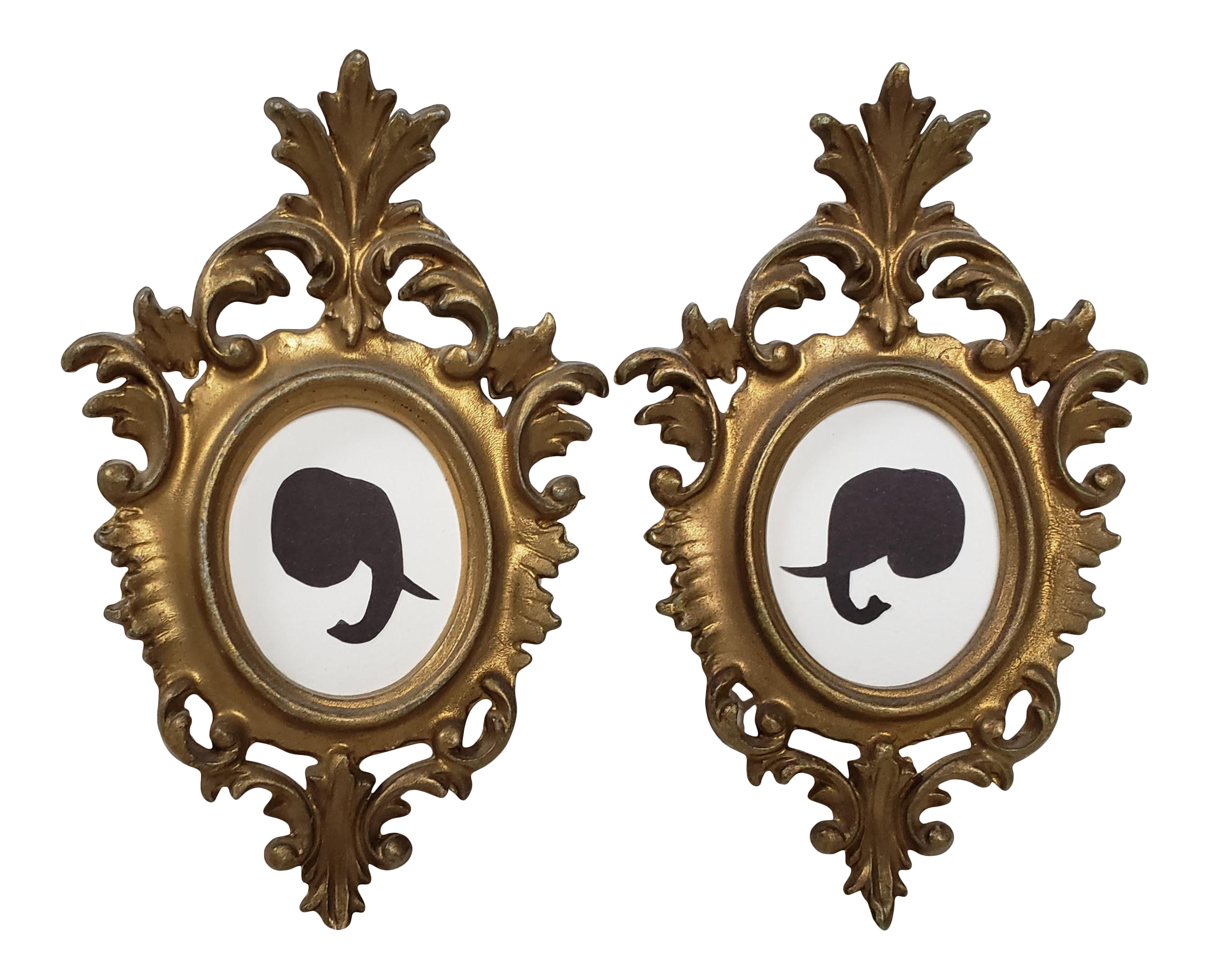 1970s Handcut Elephant Silhouttes Framed A Pair Chairish